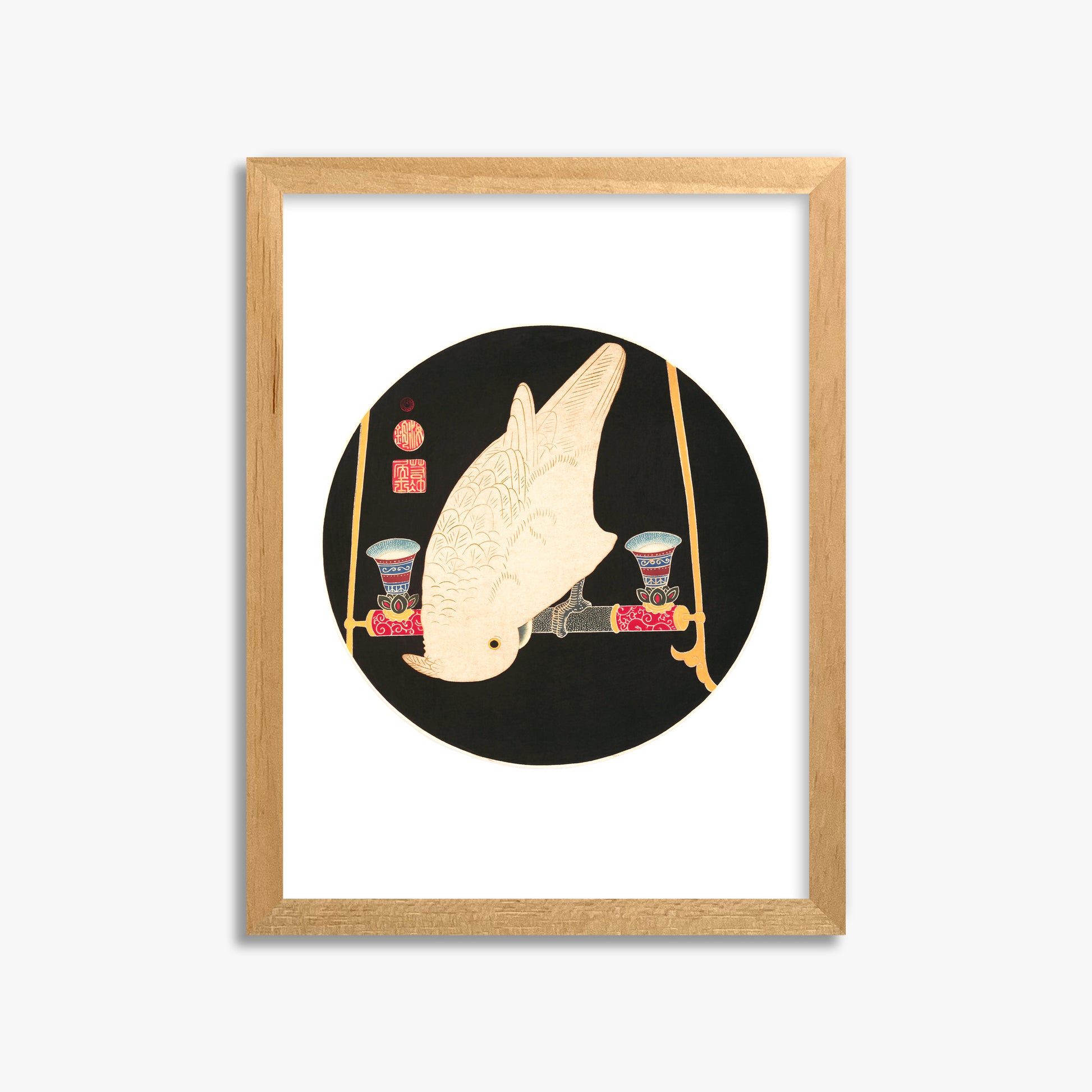 Itō Jakuchū: A White Macaw, 30x40cm Oak Framed Art Reproduction