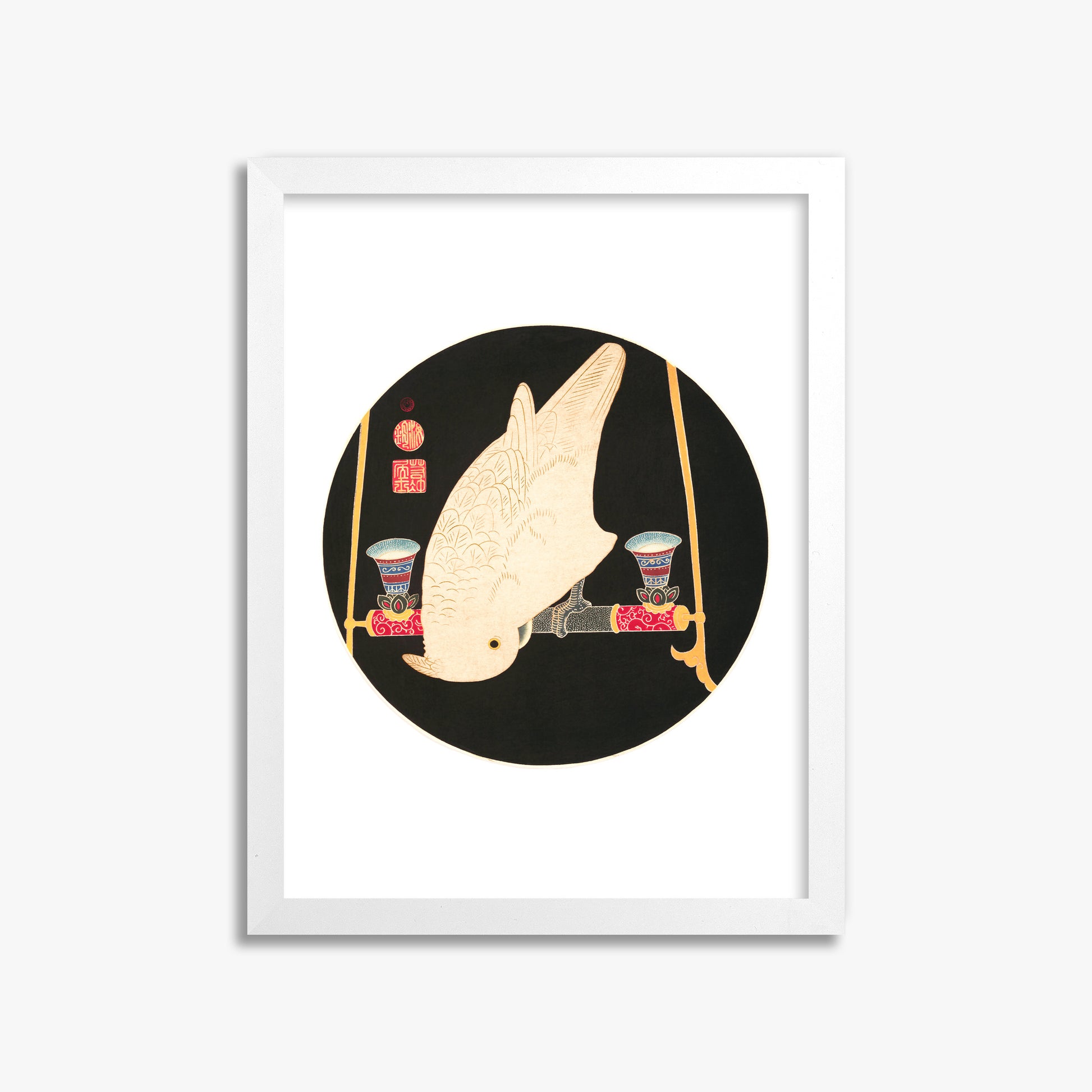 Itō Jakuchū: A White Macaw, 30x40cm Whitek Framed Art Reproduction