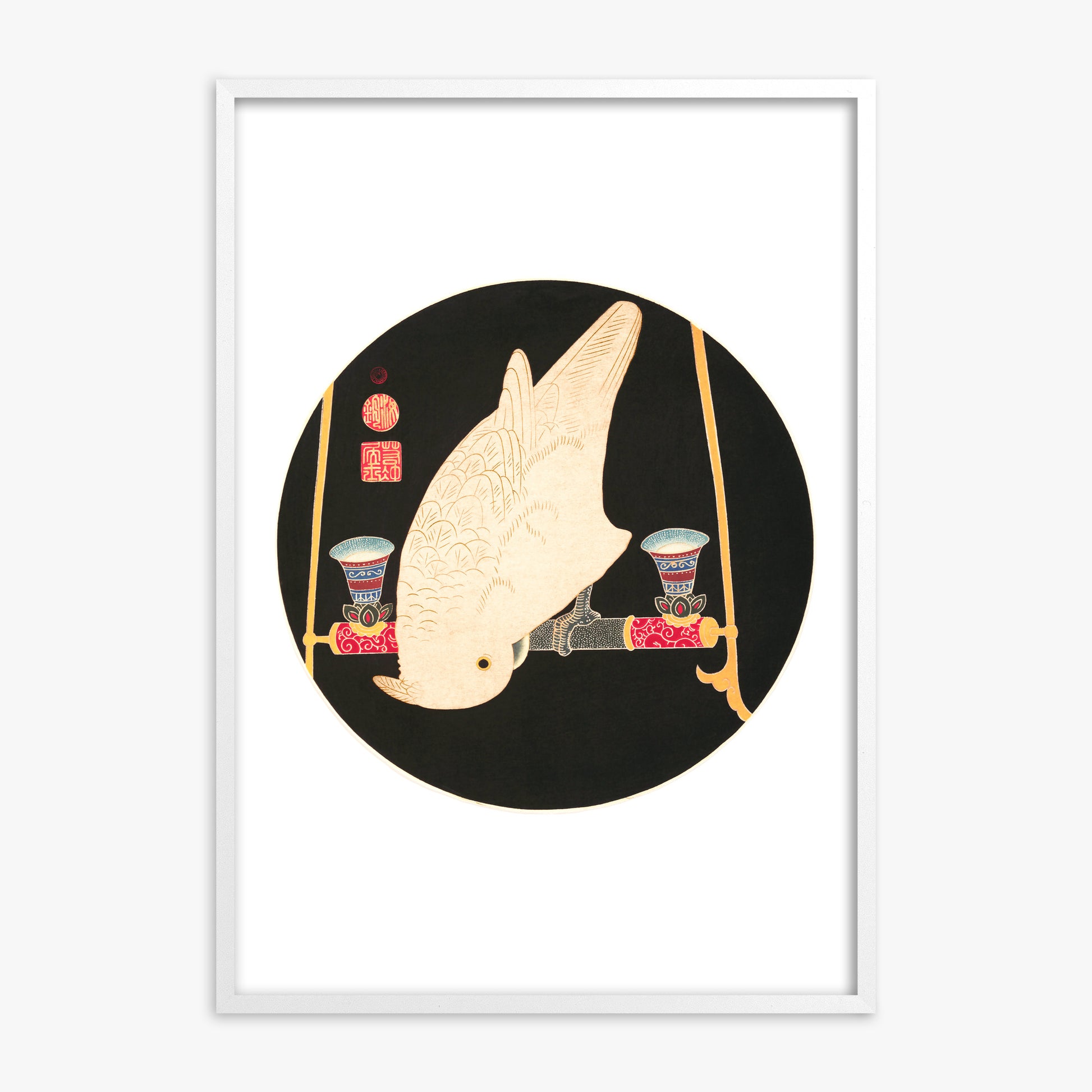 Itō Jakuchū: A White Macaw, 70x100cm Whitek Framed Art Reproduction