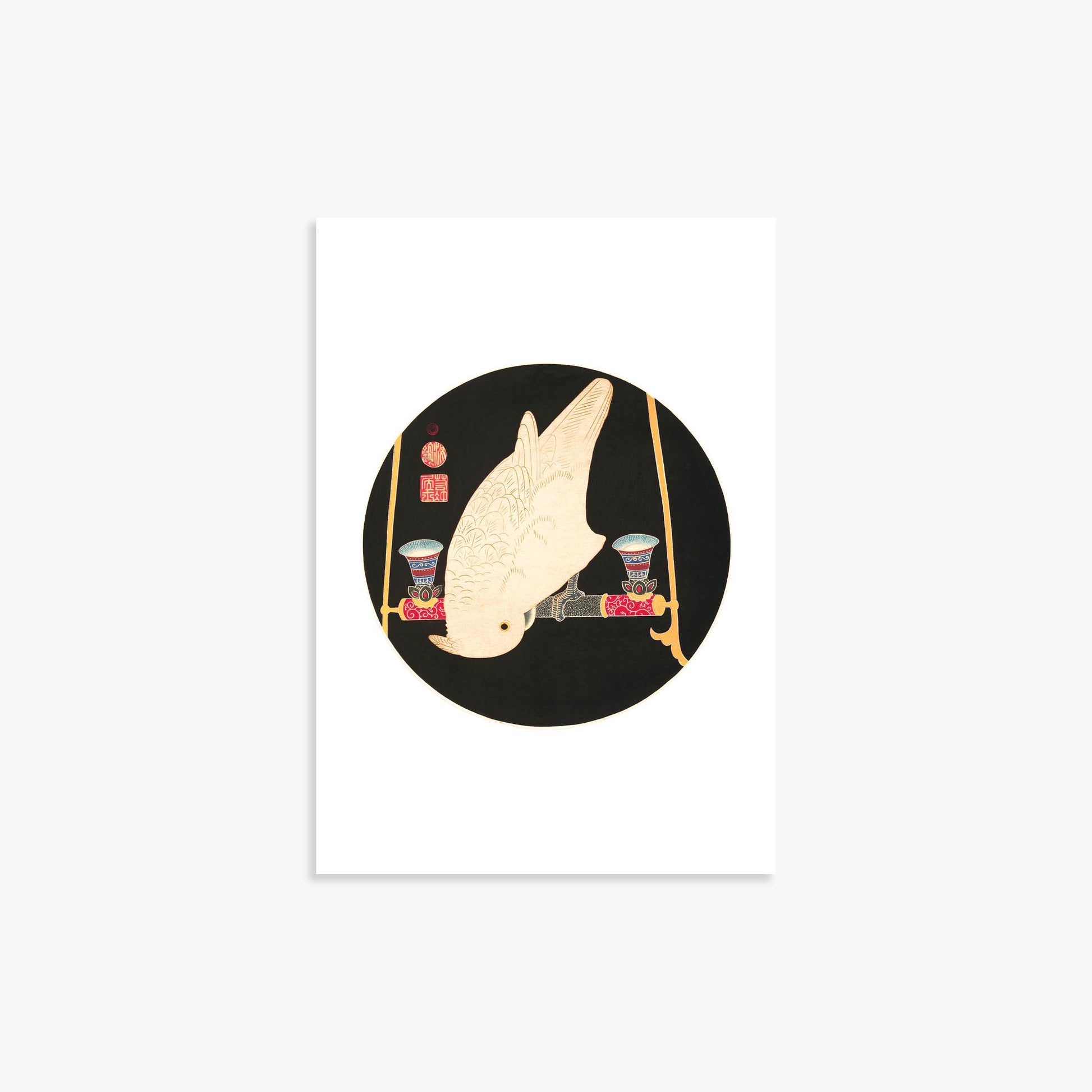 Itō Jakuchū: A White Macaw 21x30 cm Art Reproduction Unframed