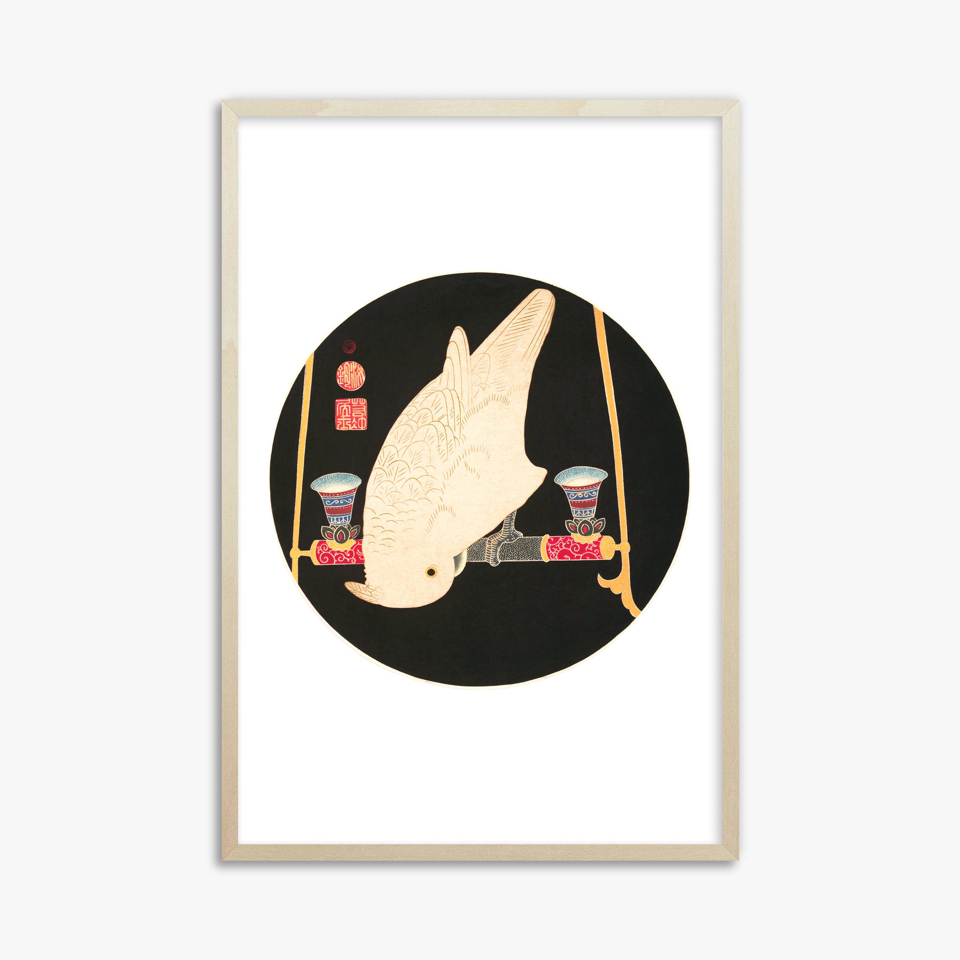 Itō Jakuchū: A White Macaw, 61x91cm Framed Art Reproduction With Lime Wood Frame