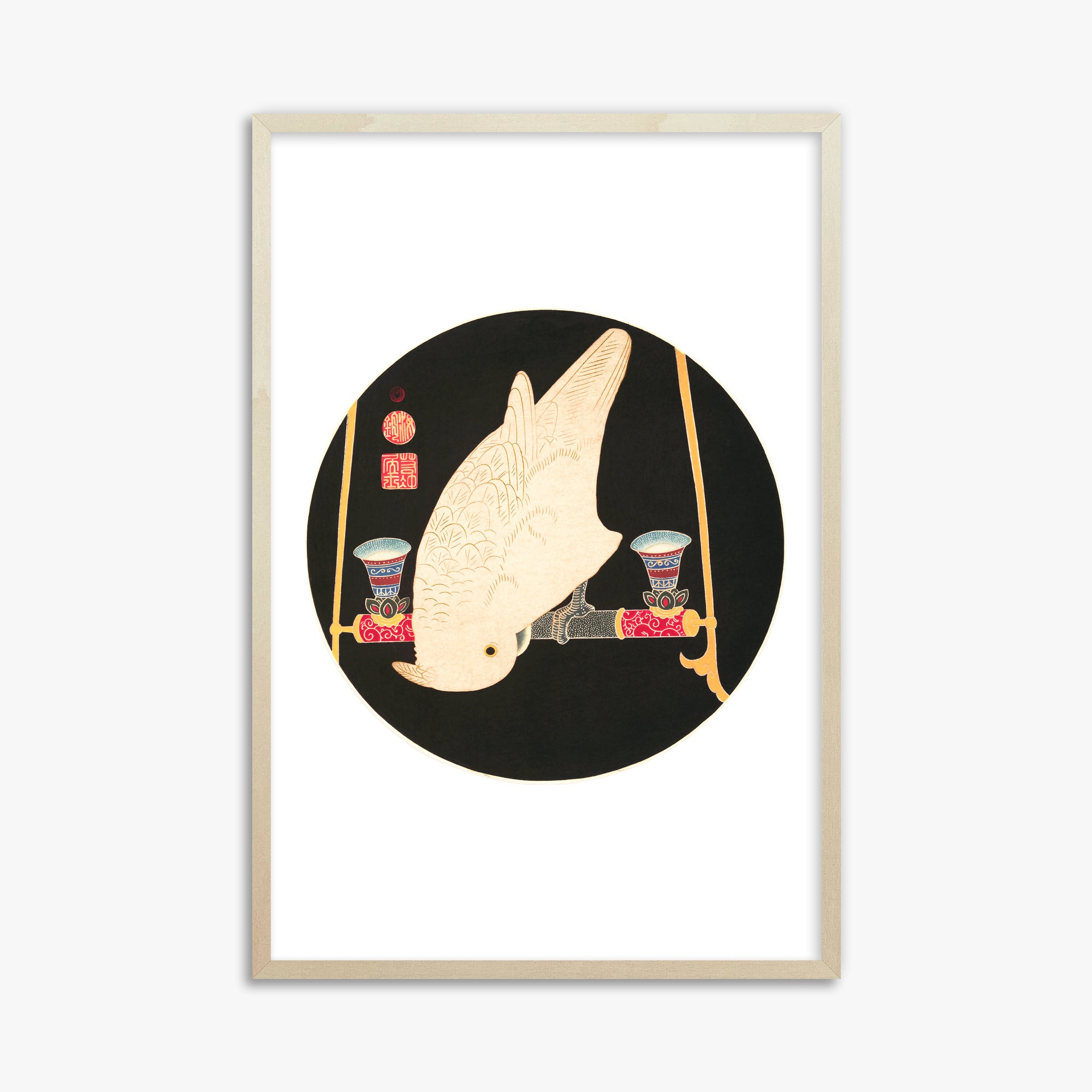 Itō Jakuchū: A White Macaw, 61x91cm Framed Art Reproduction With Lime Wood Frame