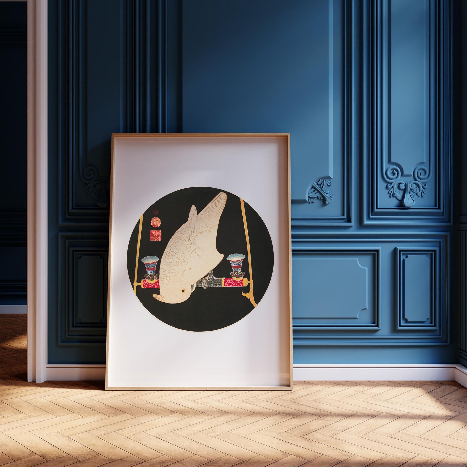 Design concept No. 12 for Itō Jakuchū: A White Macaw Japanese Wall Art