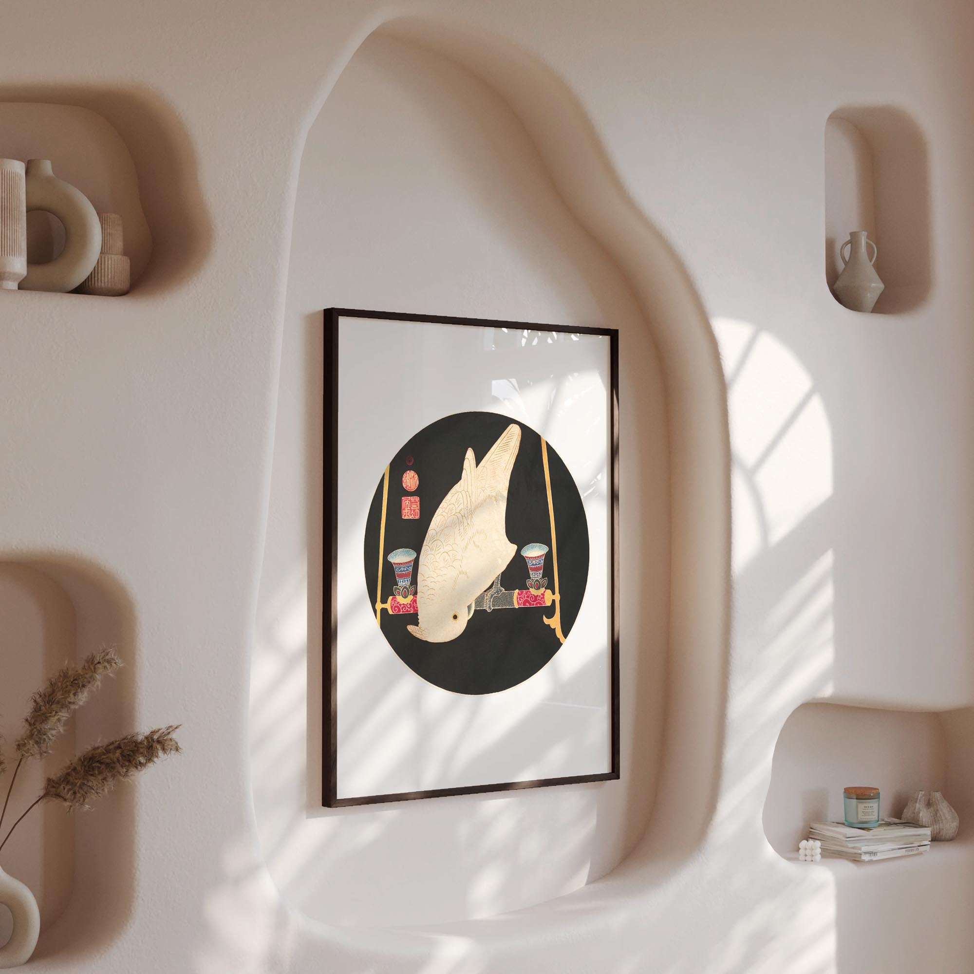 Design concept No. 13 for Itō Jakuchū: A White Macaw Japanese Wall Art