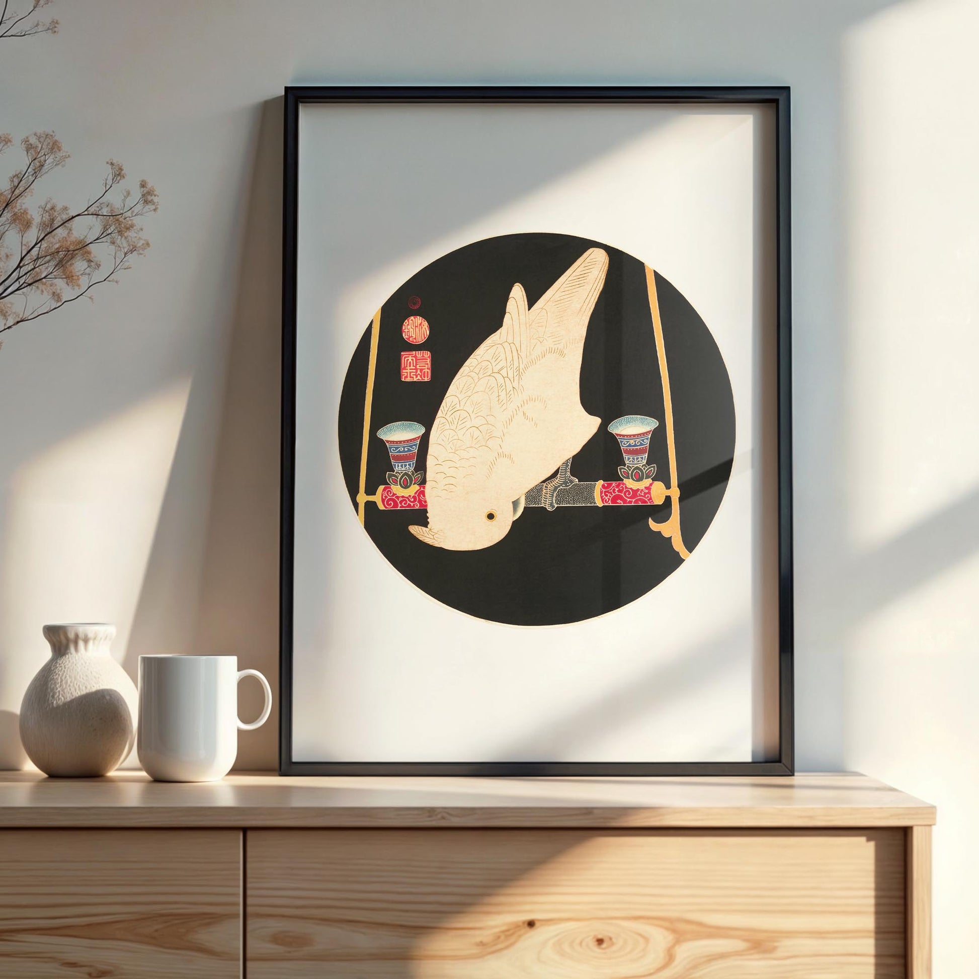 Design concept No. 22 for Itō Jakuchū: A White Macaw Japanese Wall Art