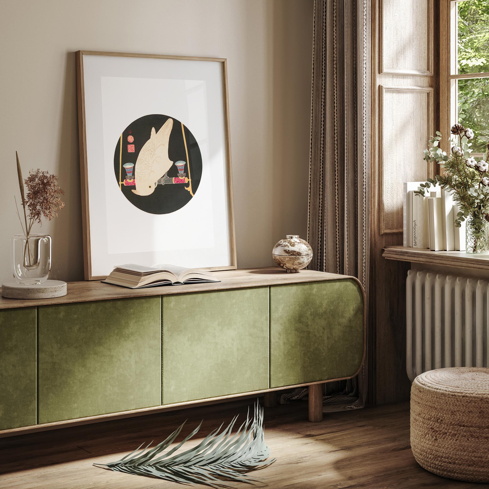 Design concept No. 23 for Itō Jakuchū: A White Macaw Japanese Wall Art