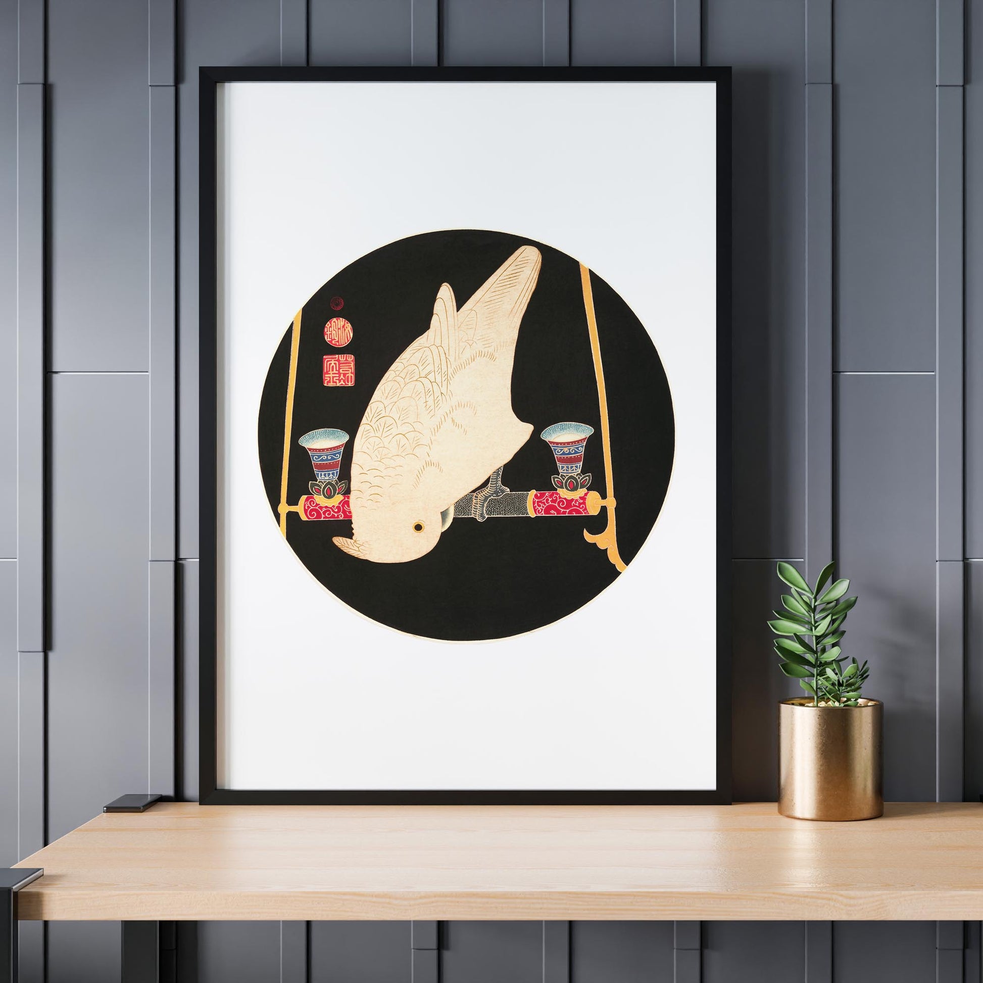 Design concept No. 24 for Itō Jakuchū: A White Macaw Japanese Wall Art