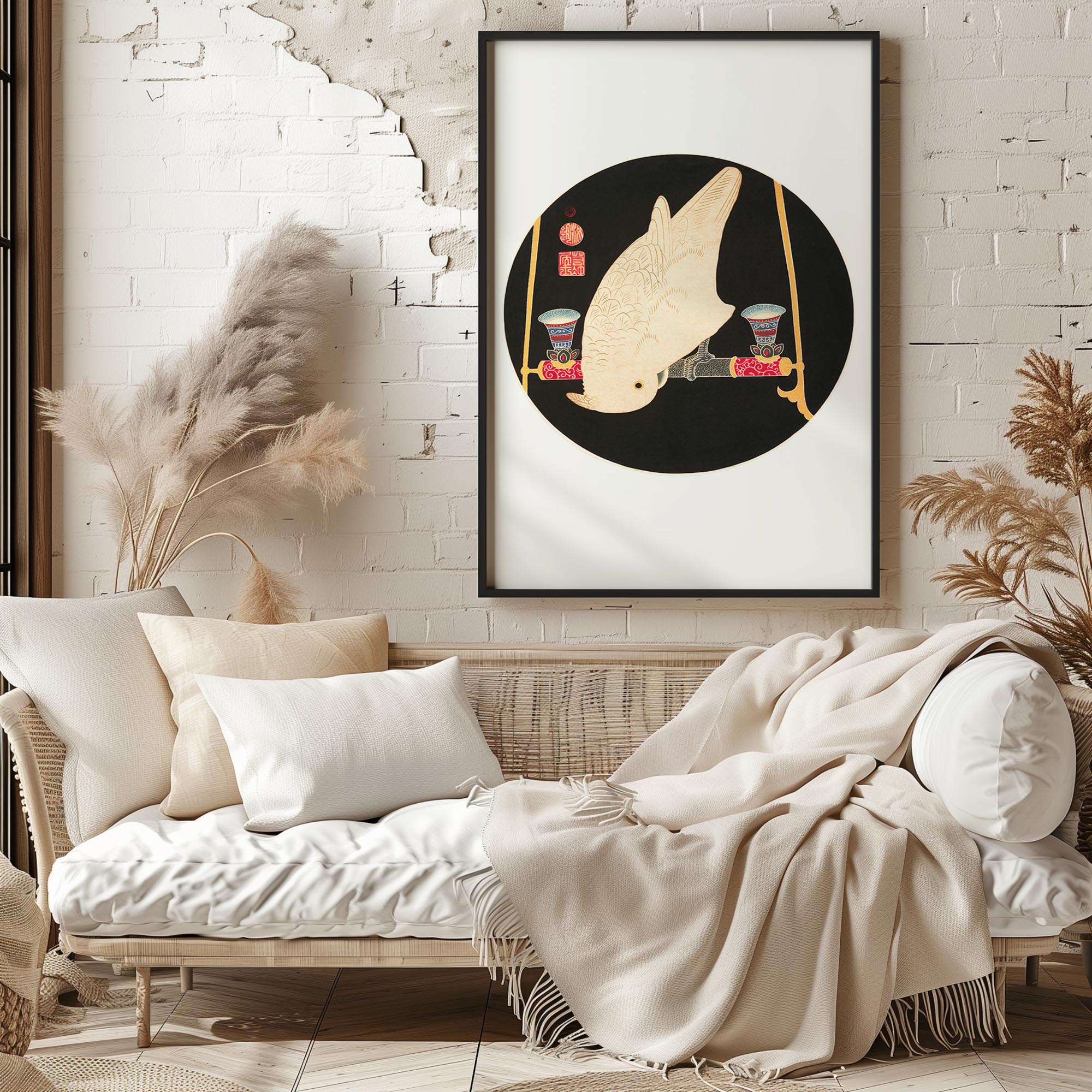 Design concept No. 29 for Itō Jakuchū: A White Macaw Japanese Wall Art