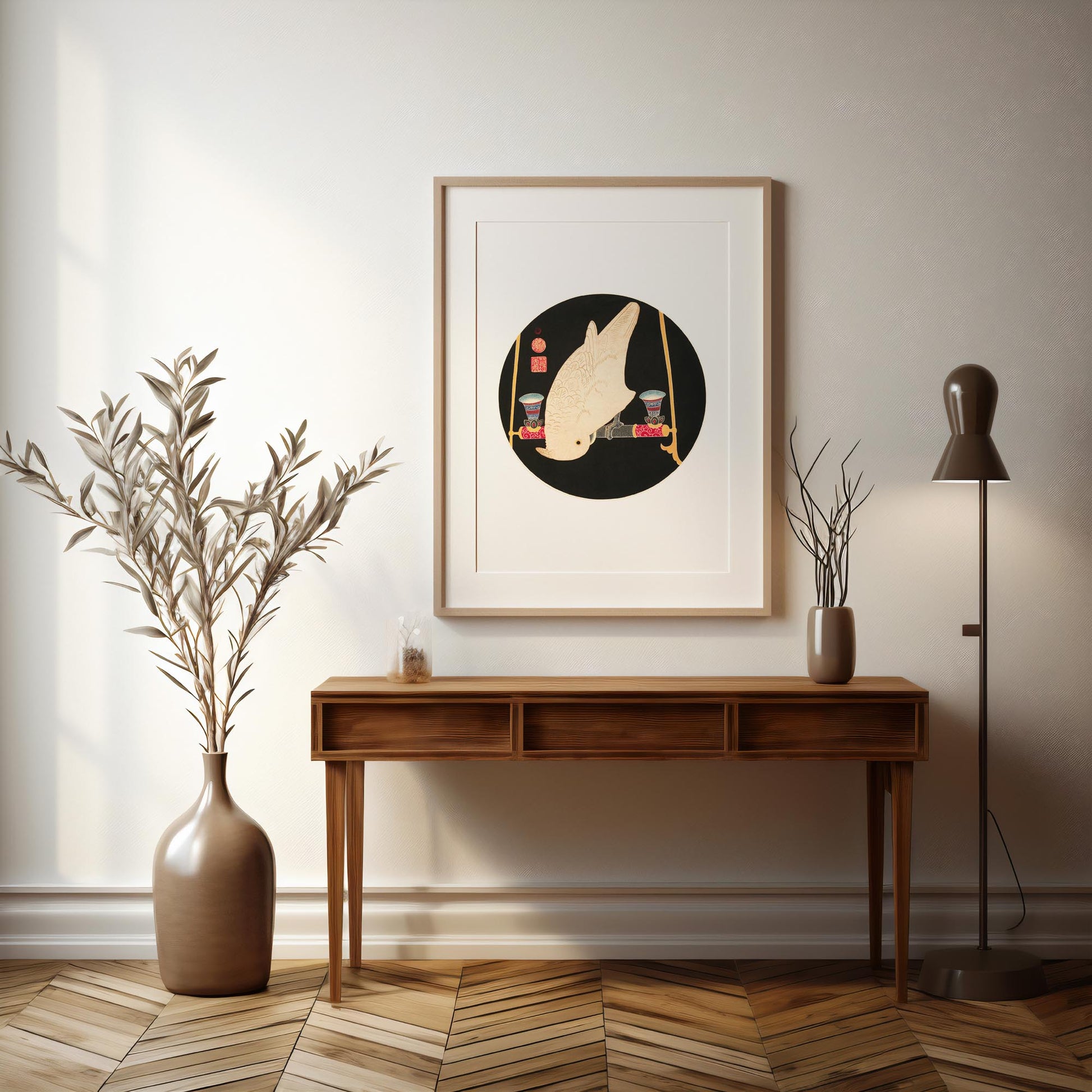 Design concept No. 37 for Itō Jakuchū: A White Macaw Japanese Wall Art