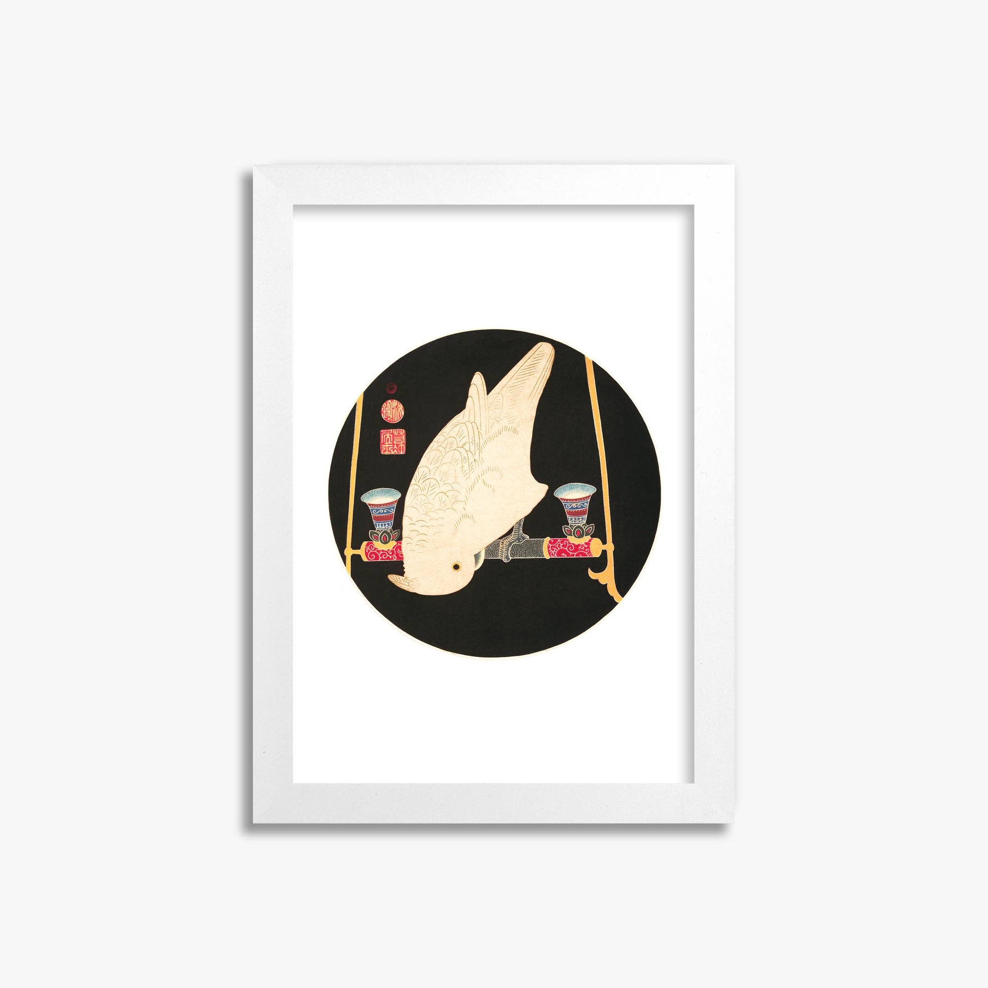 Itō Jakuchū: A White Macaw 21x30 cm Art Reproduction With White Frame