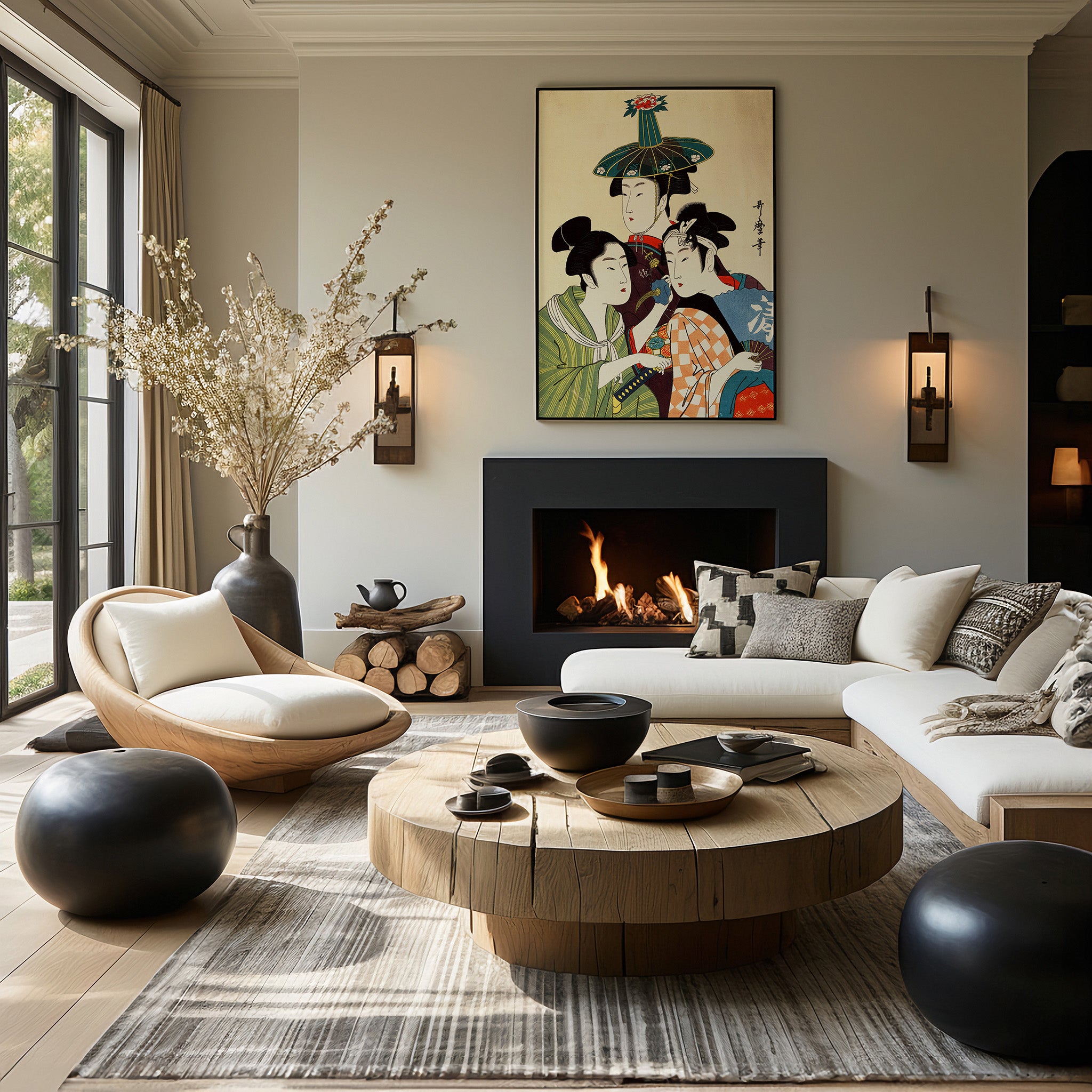 Design Concept No. 39 for Utamaro Kitagawa: Three Young Men or Women Japanese Wall Art