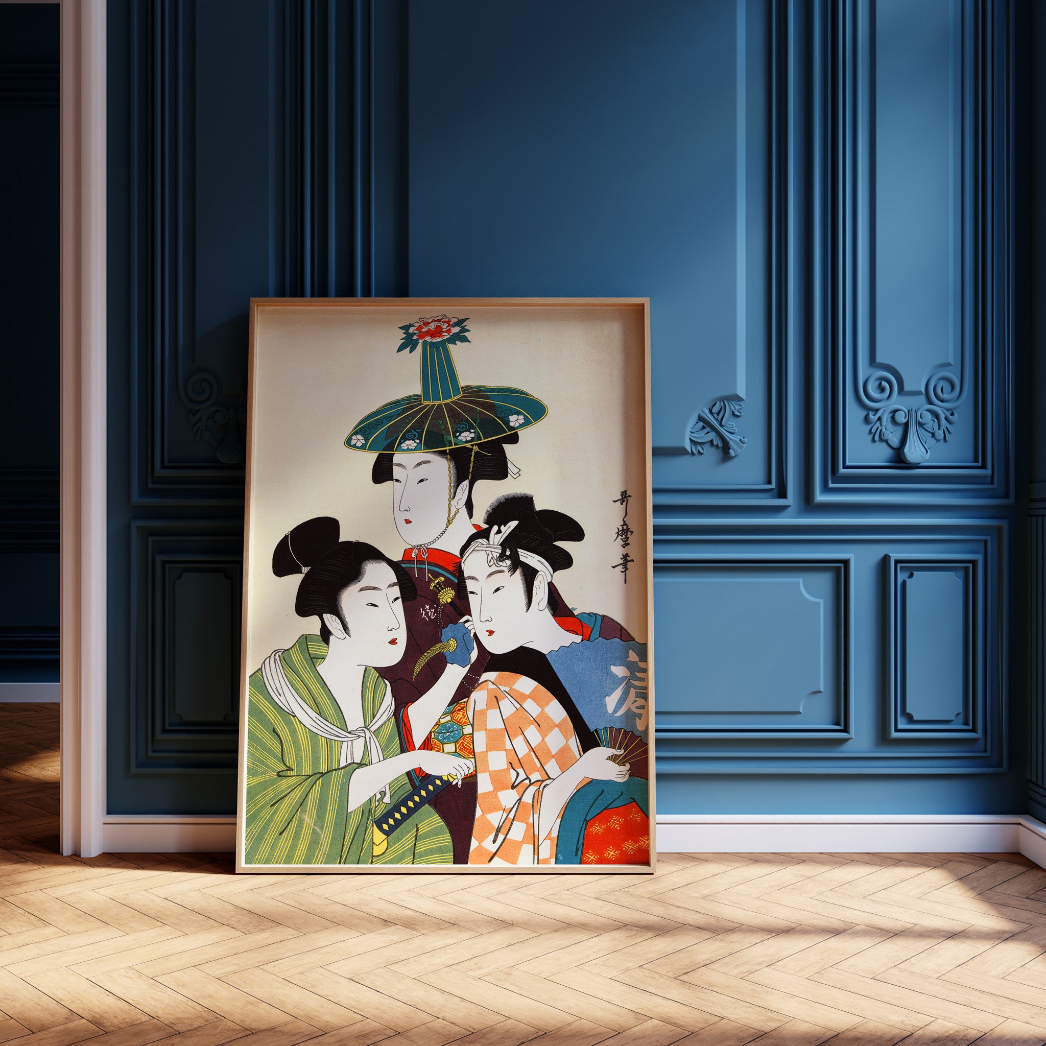 Design Concept No. 12 for Utamaro Kitagawa: Three Young Men or Women Japanese Wall Art