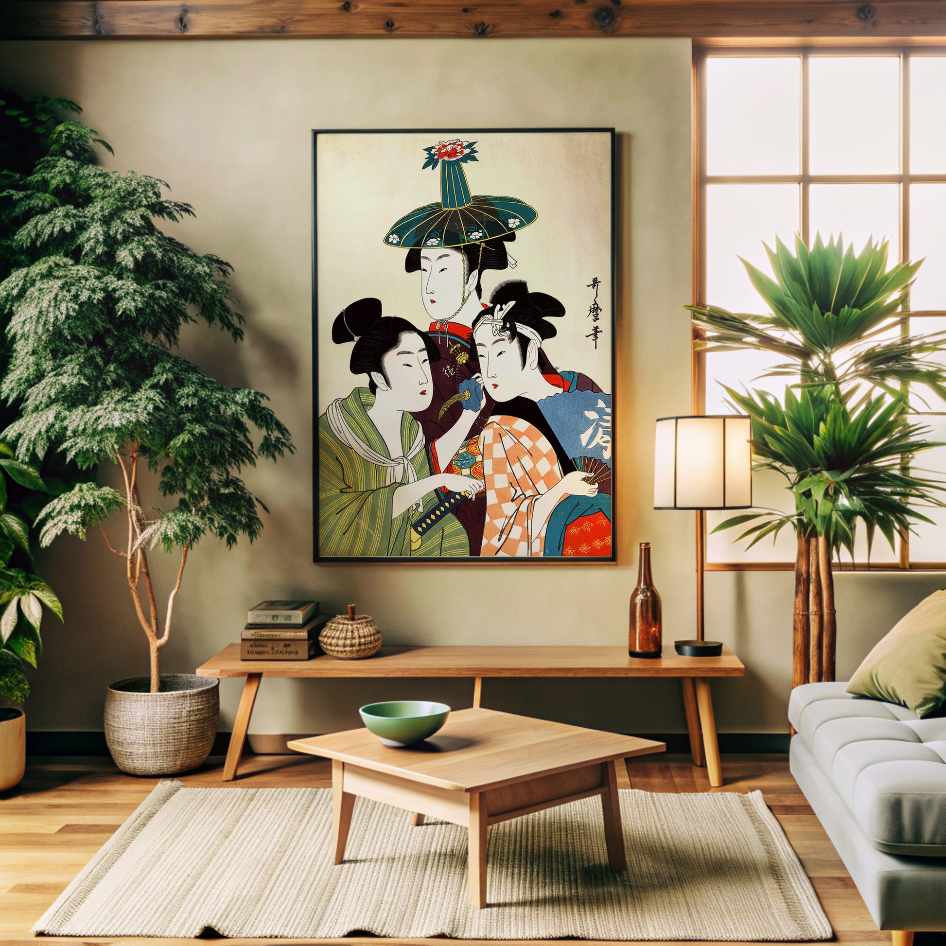 Design Concept No. 32 for Utamaro Kitagawa: Three Young Men or Women Japanese Wall Art