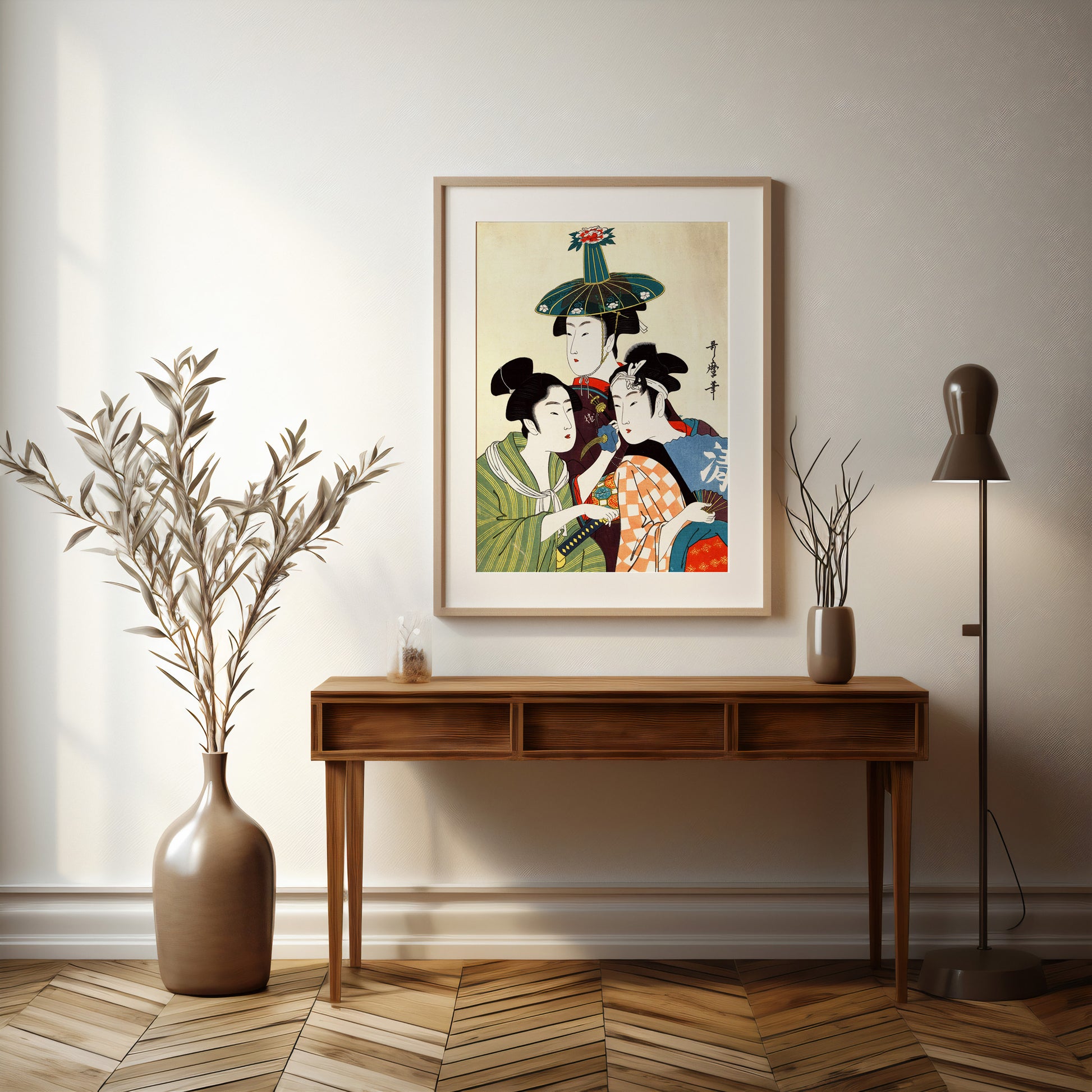 Design Concept No. 37 for Utamaro Kitagawa: Three Young Men or Women Japanese Wall Art