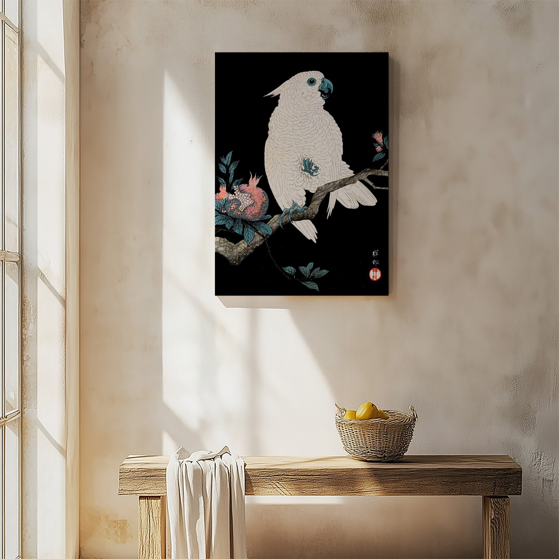 Design Concept No. 54 for Ohara Koson: Cockatoo with Pomegranate Japanese Wall Art