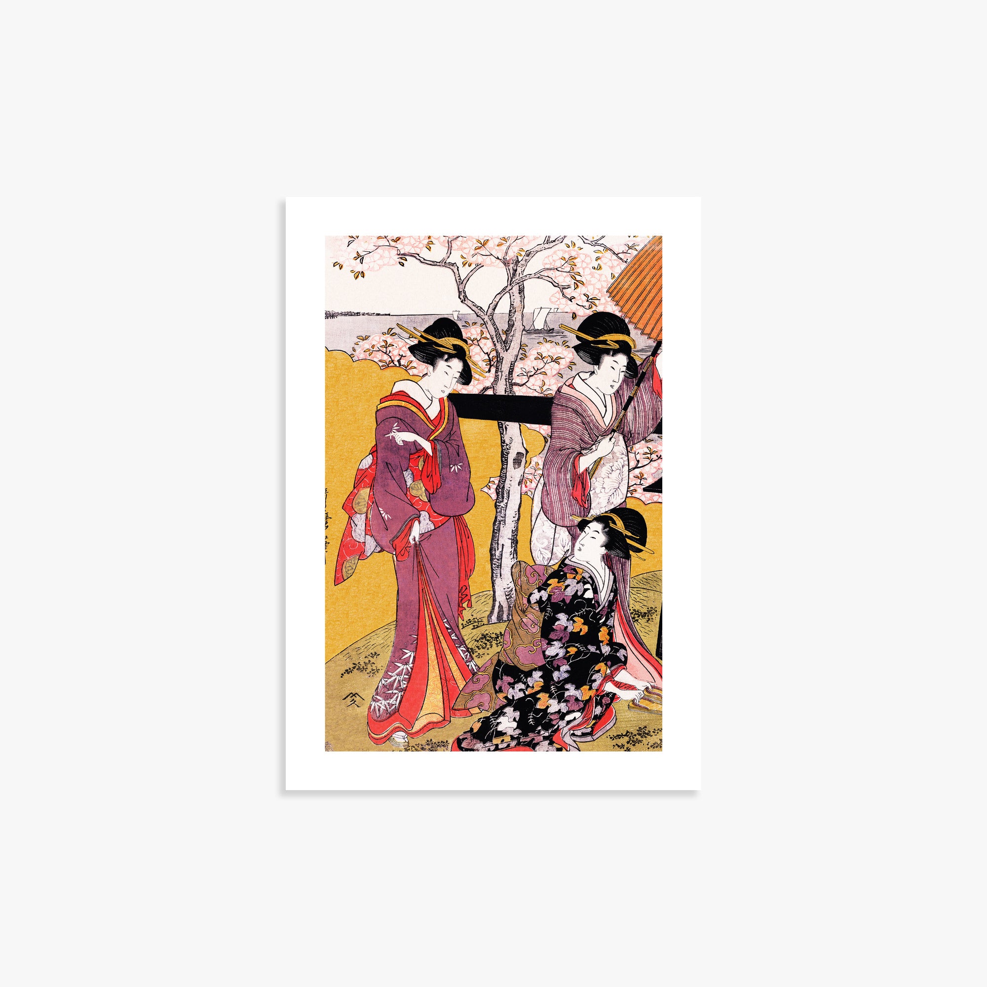 Utamaro Kitagawa: Cherry-viewing at Gotenyama, 21x30cm Art Reproduction Unframed