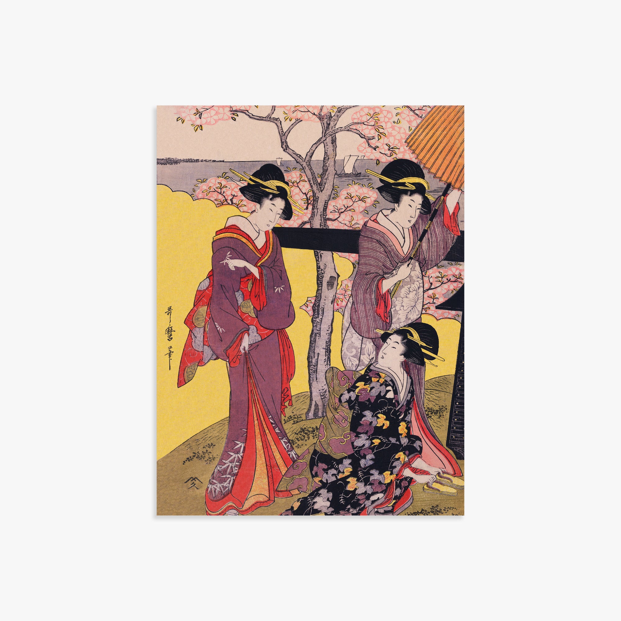 Utamaro Kitagawa: Cherry-viewing at Gotenyama, 30x40cm Art Reproduction Unframed