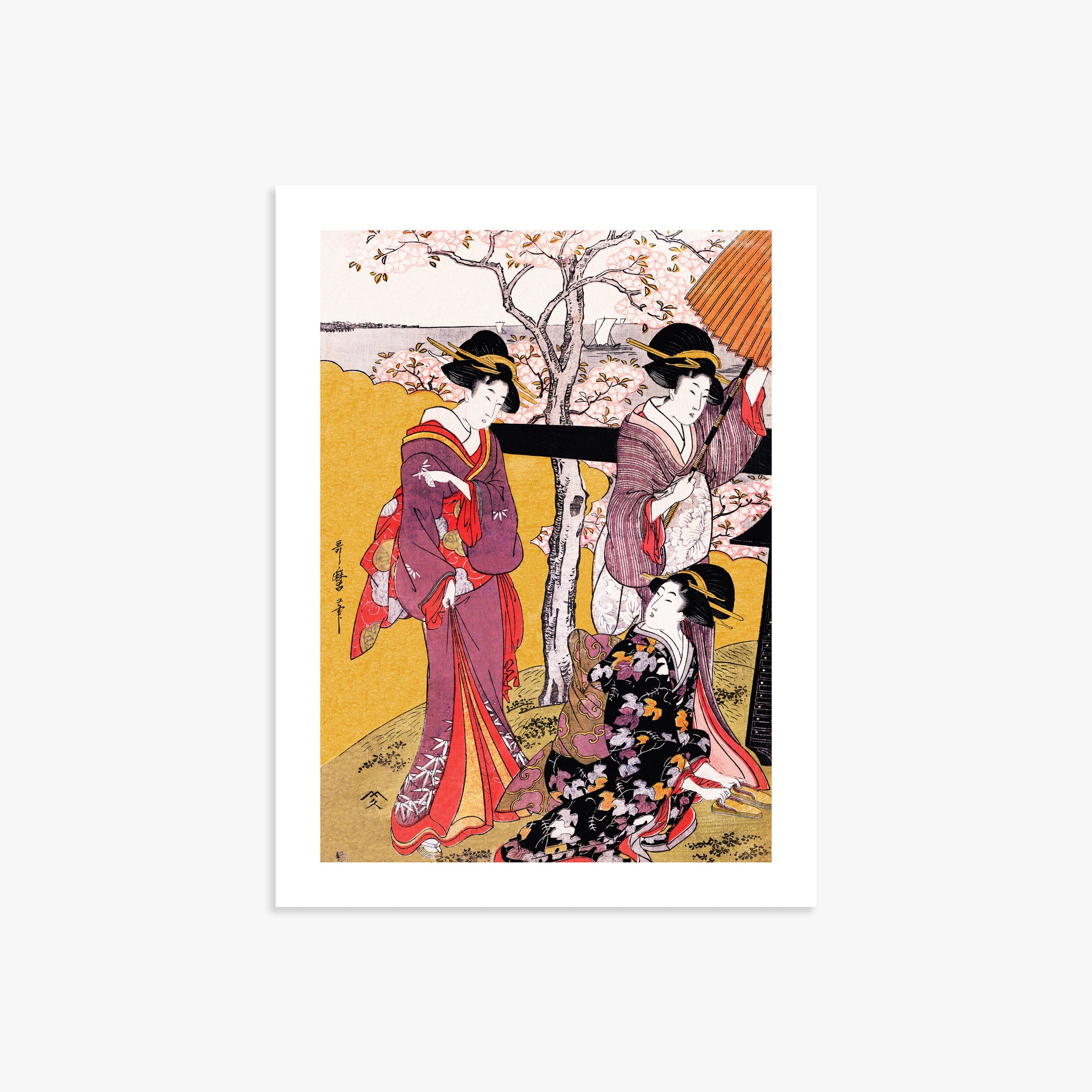 Utamaro Kitagawa: Cherry-viewing at Gotenyama, 30x40cm Art Reproduction Unframed