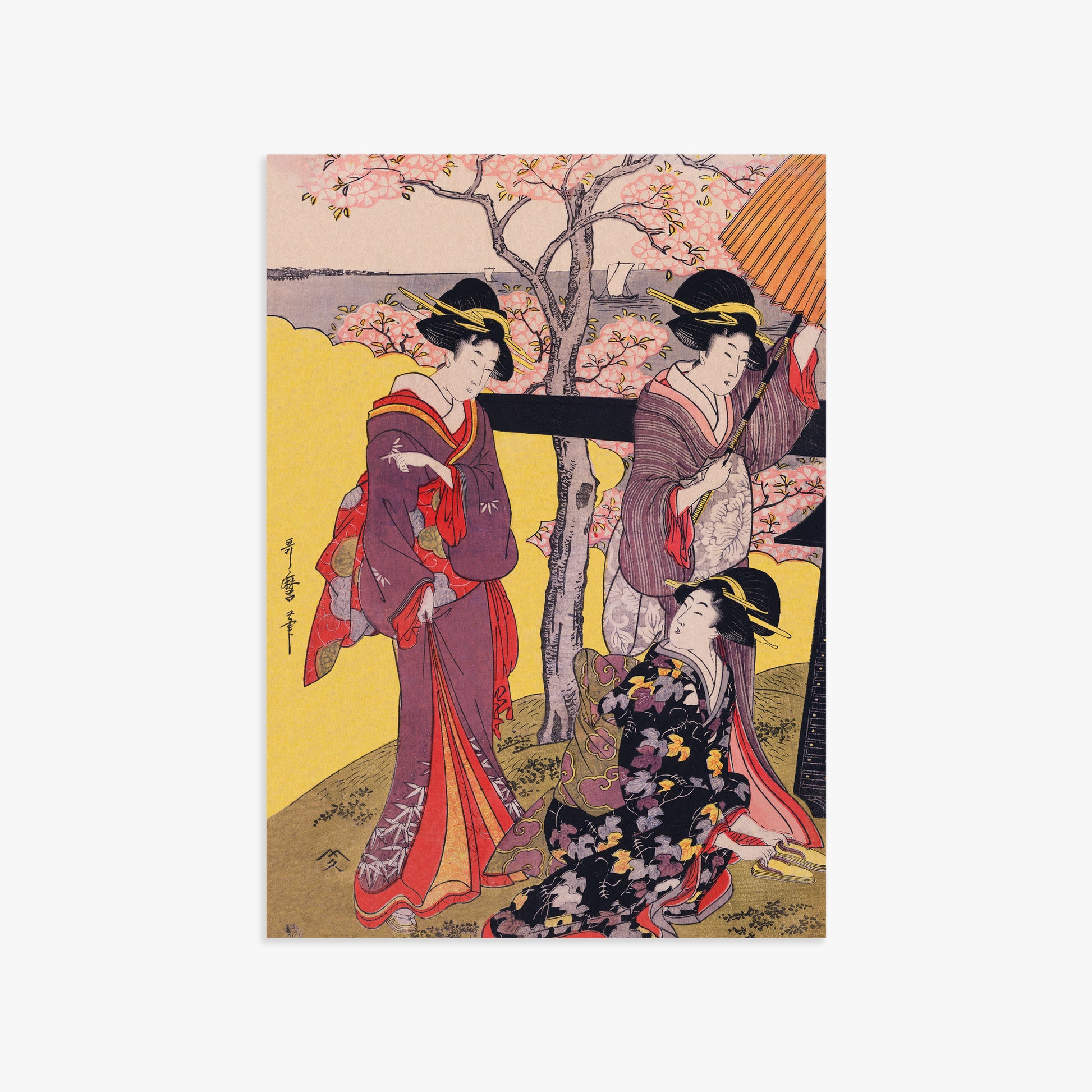 Utamaro Kitagawa: Cherry-viewing at Gotenyama, 50x70cm Art Reproduction Unframed