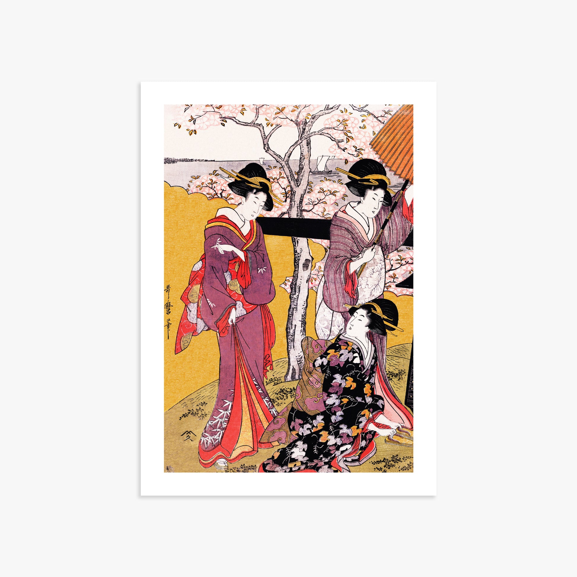 Utamaro Kitagawa: Cherry-viewing at Gotenyama, 50x70cm Art Reproduction Unframed
