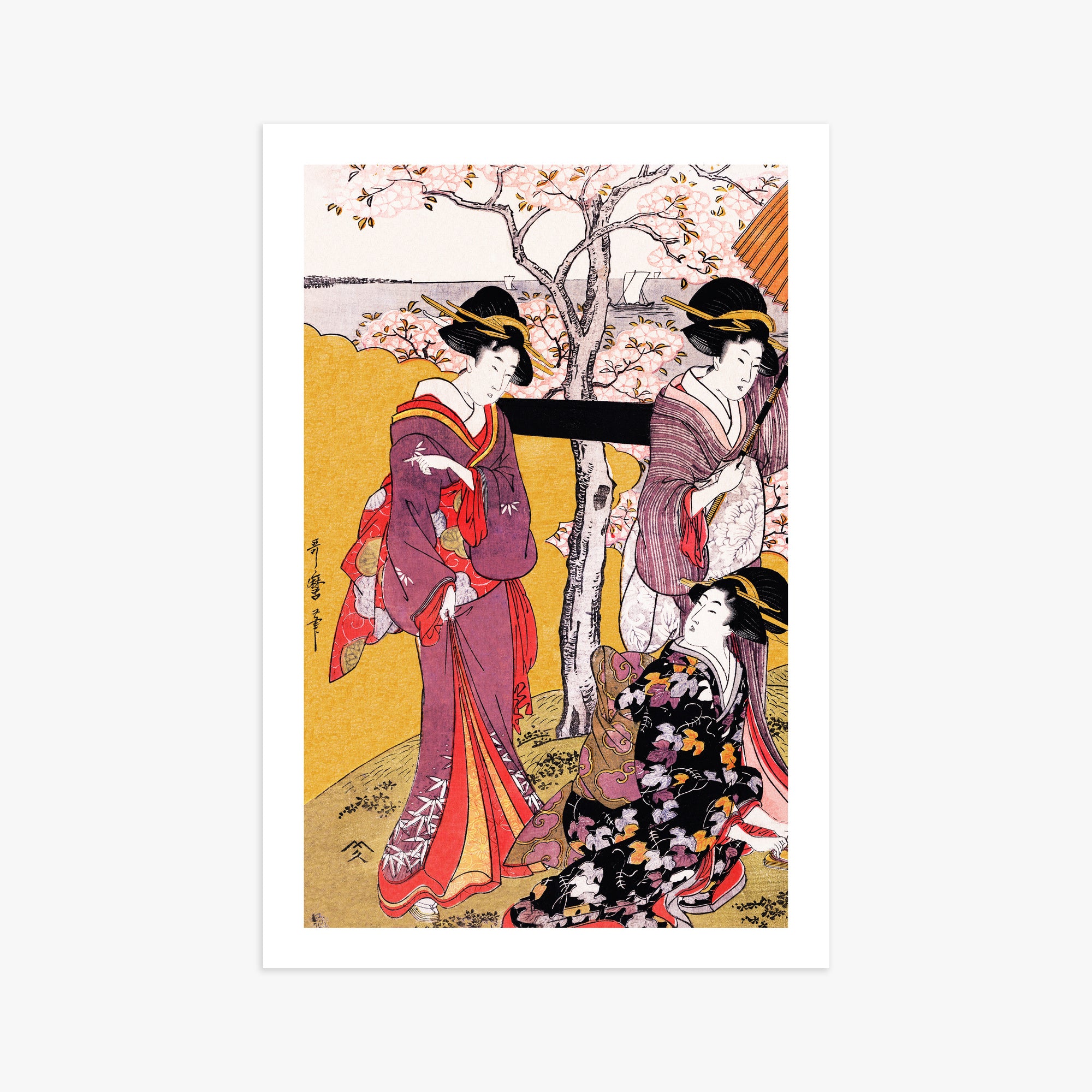 Utamaro Kitagawa: Cherry-viewing at Gotenyama, 61x91cm Art Reproduction Unframed