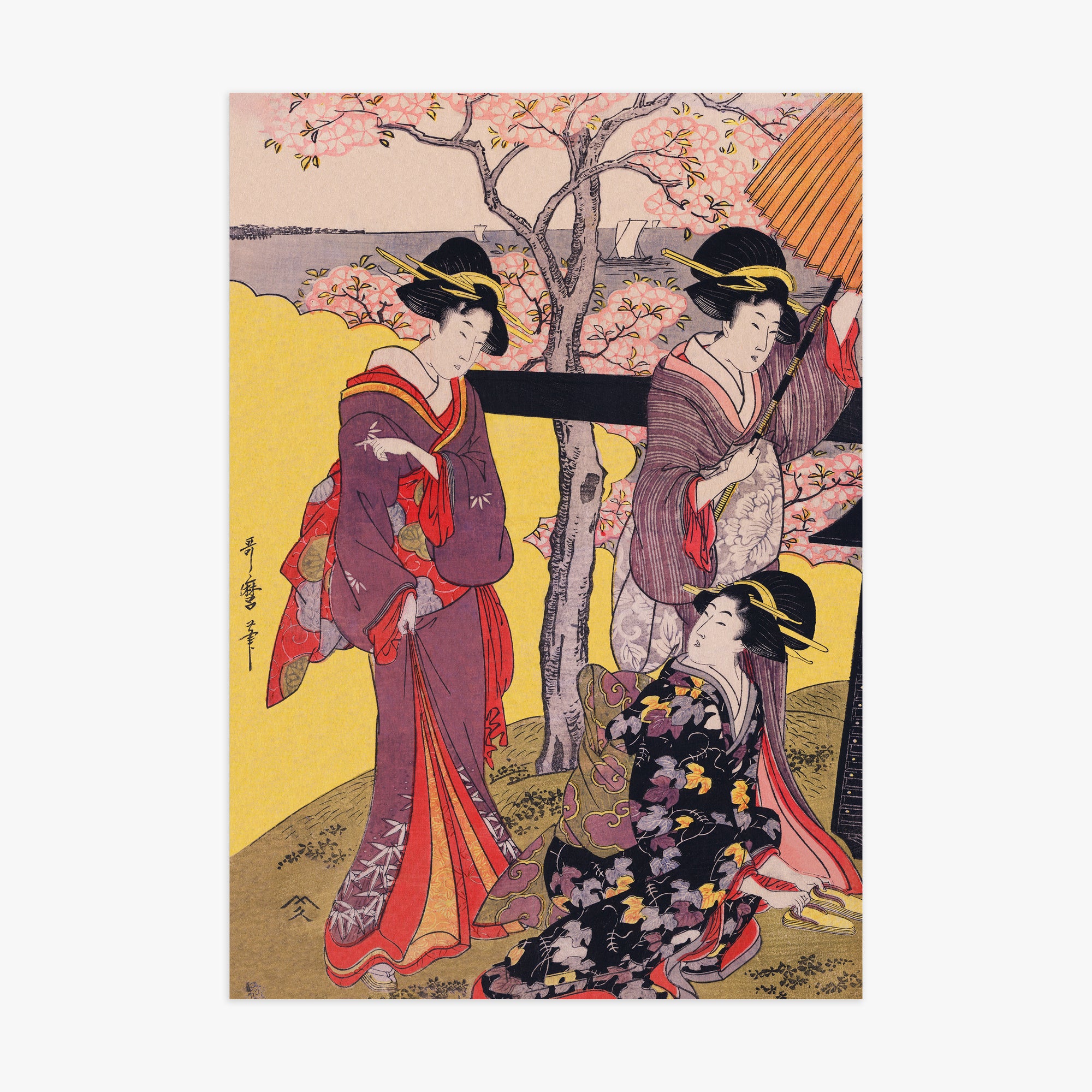 Utamaro Kitagawa: Cherry-viewing at Gotenyama, 70x100cm Art Reproduction Unframed