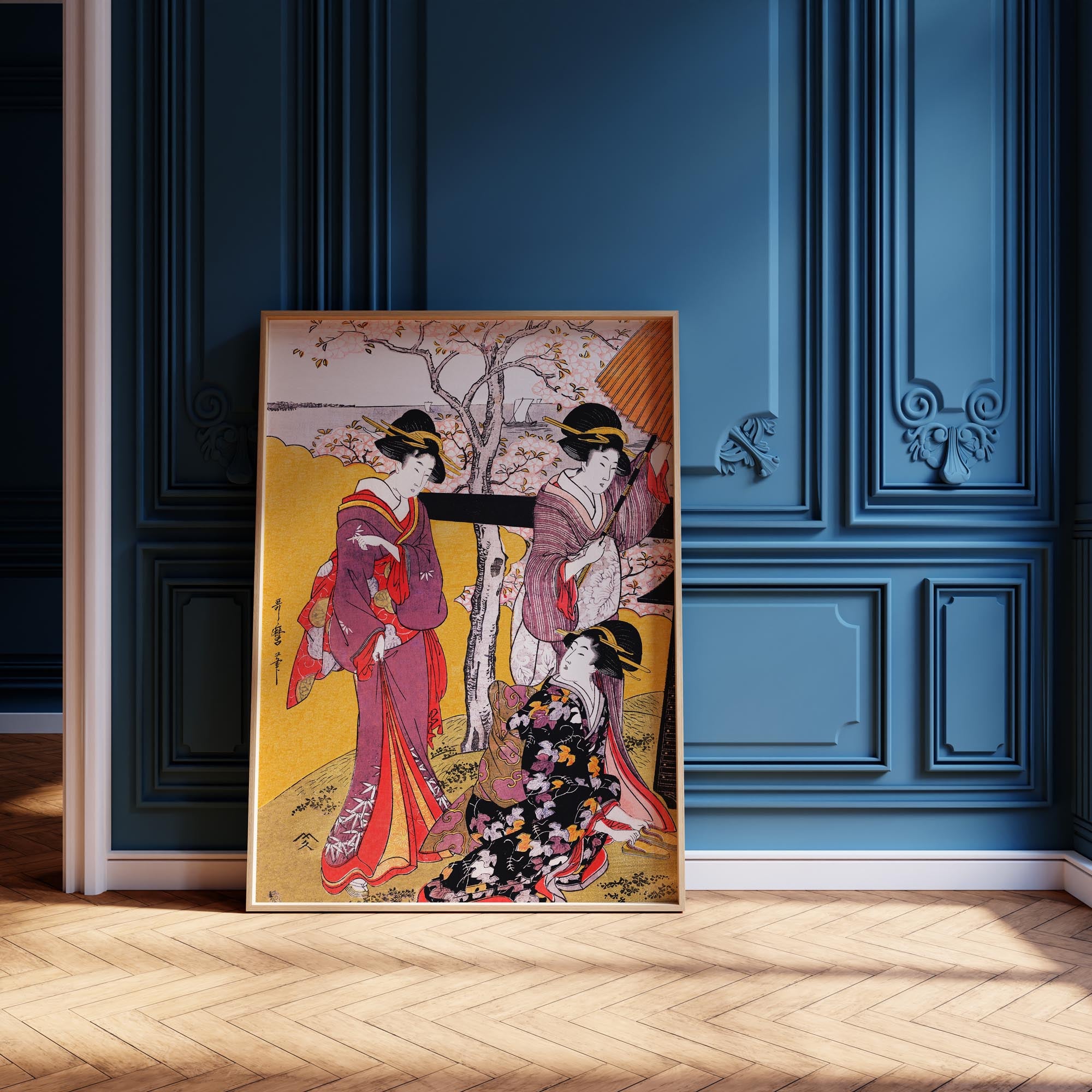 Design Concept No. 12 for Utamaro Kitagawa: Cherry-viewing at Gotenyama Japanese Wall Art