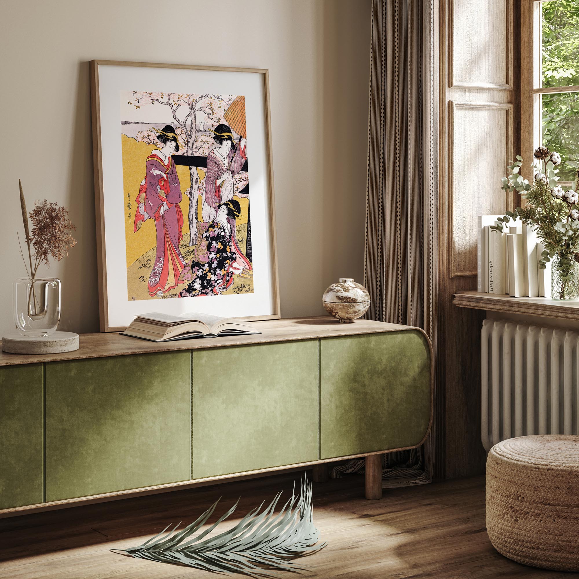 Design Concept No. 23 for Utamaro Kitagawa: Cherry-viewing at Gotenyama Japanese Wall Art