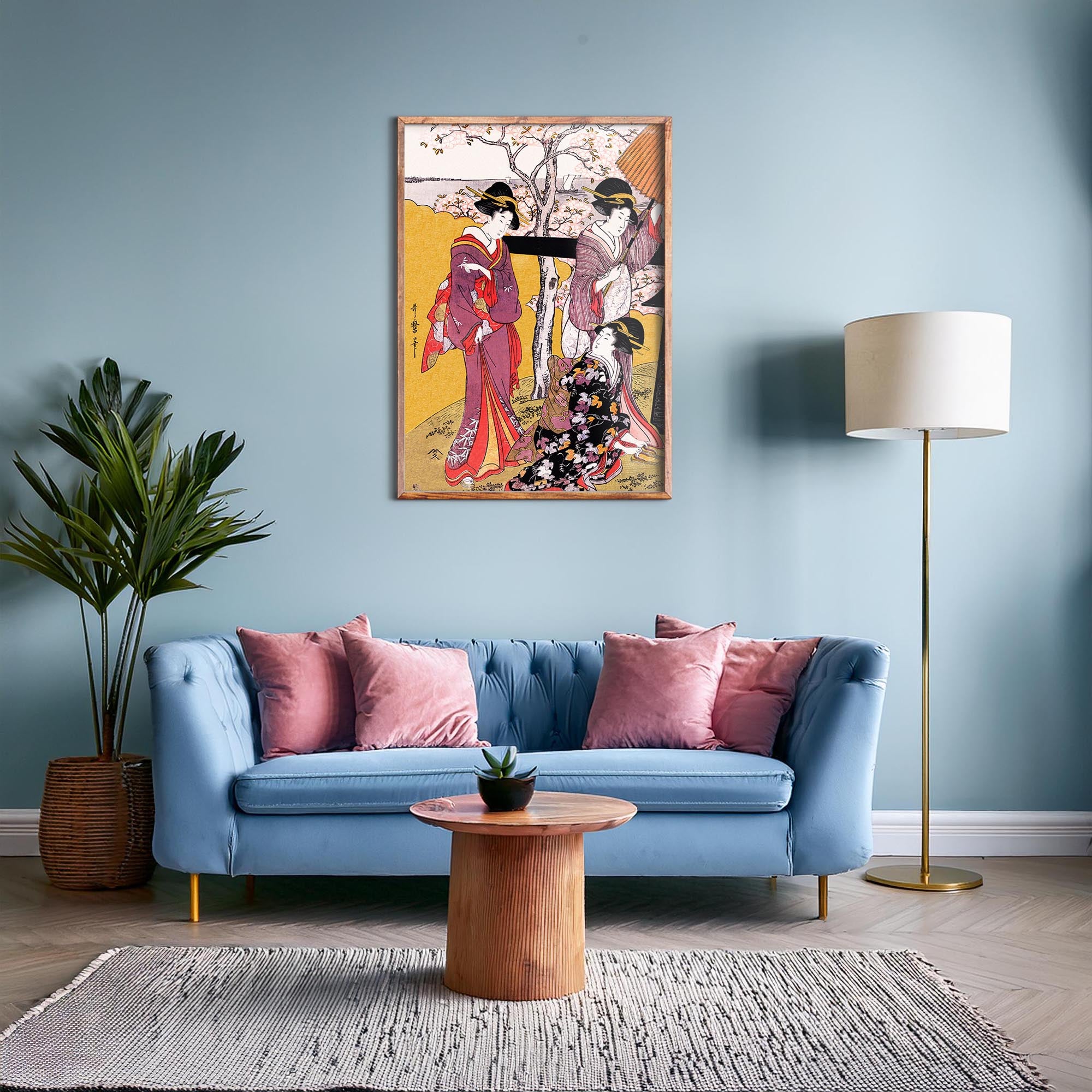 Design Concept No. 28 for Utamaro Kitagawa: Cherry-viewing at Gotenyama Japanese Wall Art