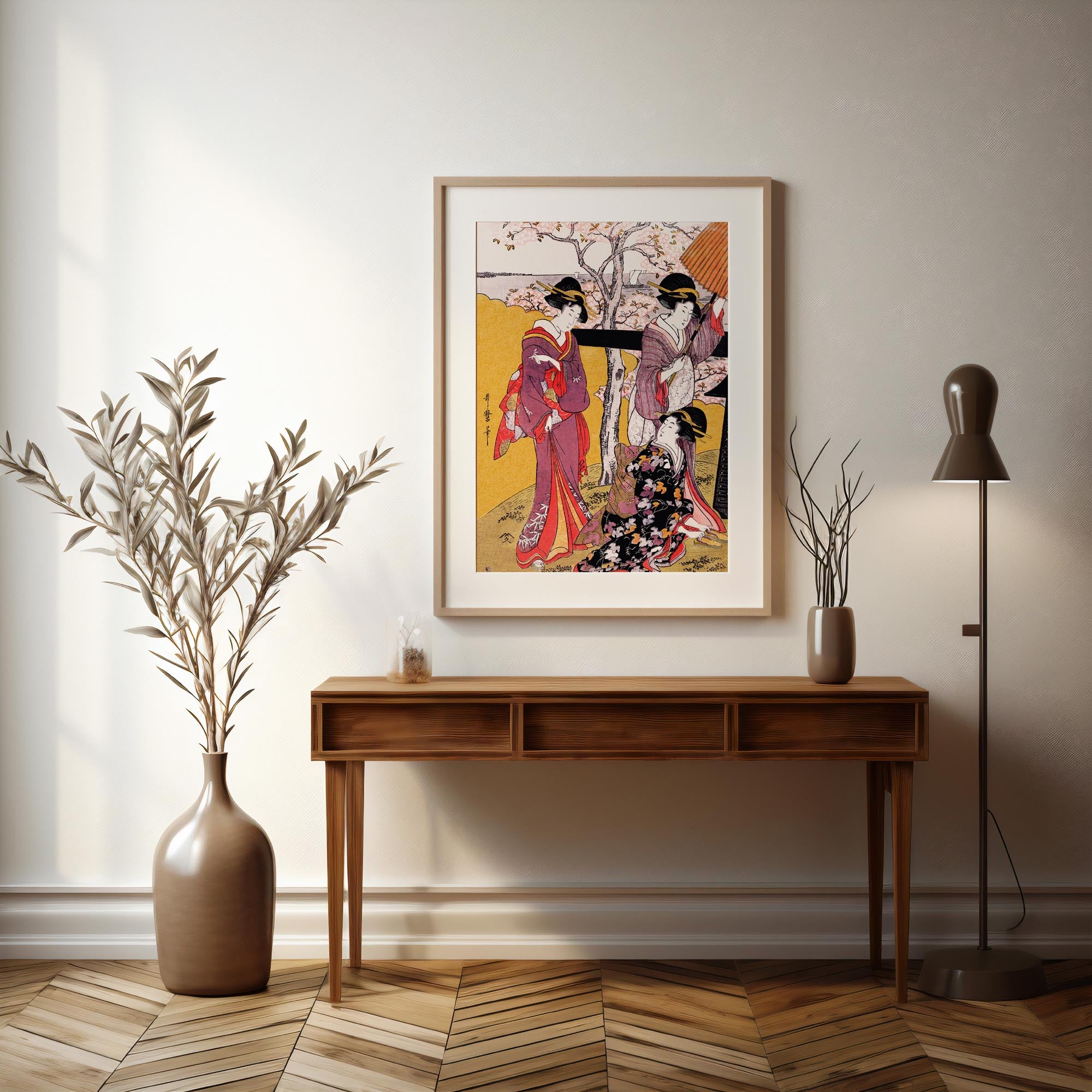 Design Concept No. 37 for Utamaro Kitagawa: Cherry-viewing at Gotenyama Japanese Wall Art