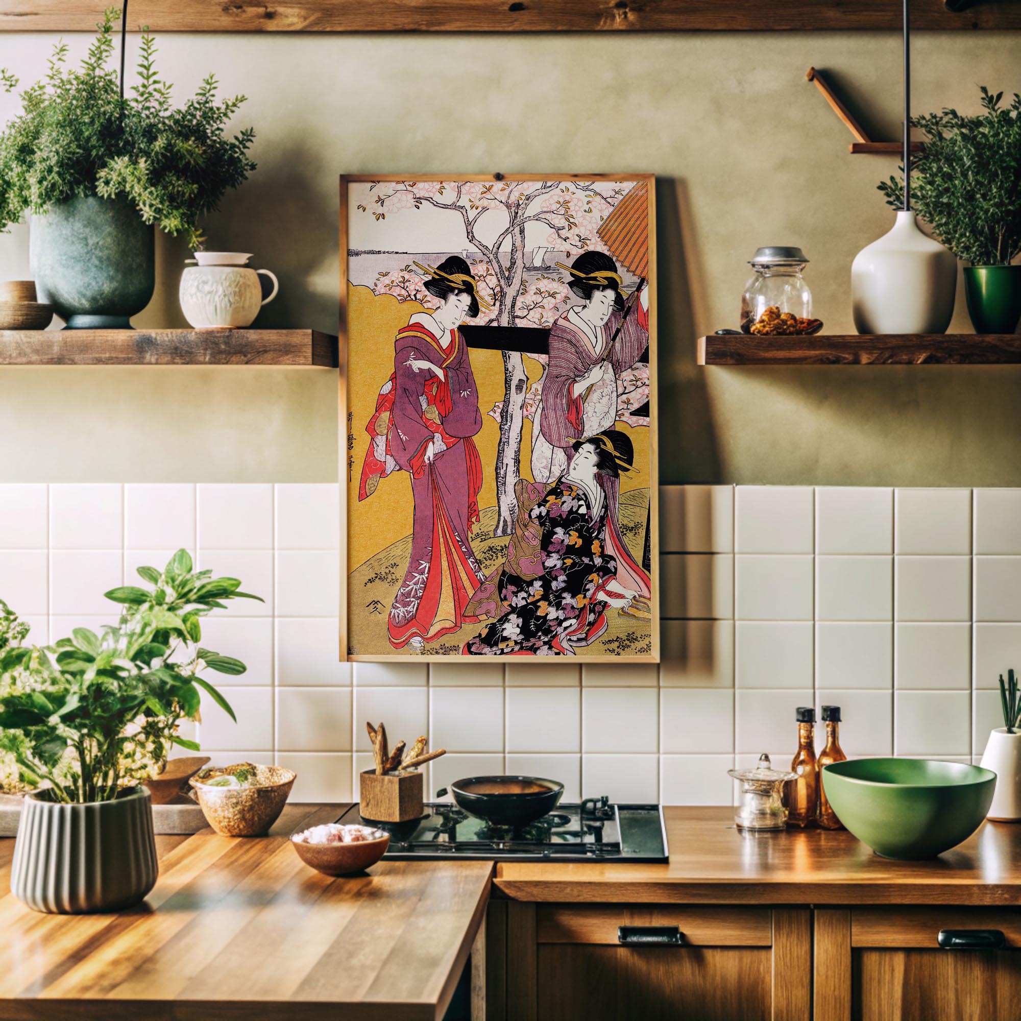 Design Concept No. 41 for Utamaro Kitagawa: Cherry-viewing at Gotenyama Japanese Wall Art