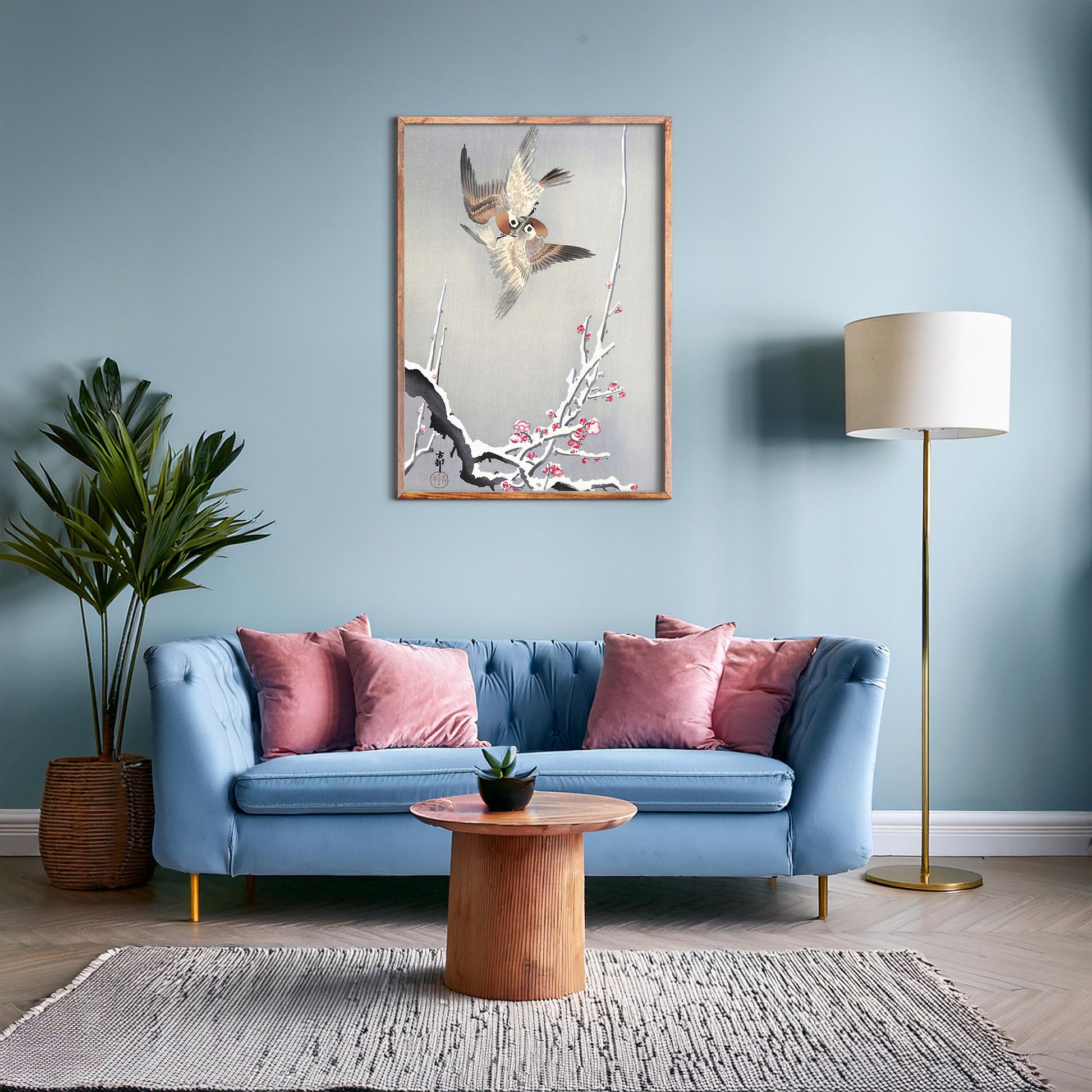 Design Concept No. 28 for Ohara Koson: Sparrows and Snowy Plum Tree Japanese Wall Art