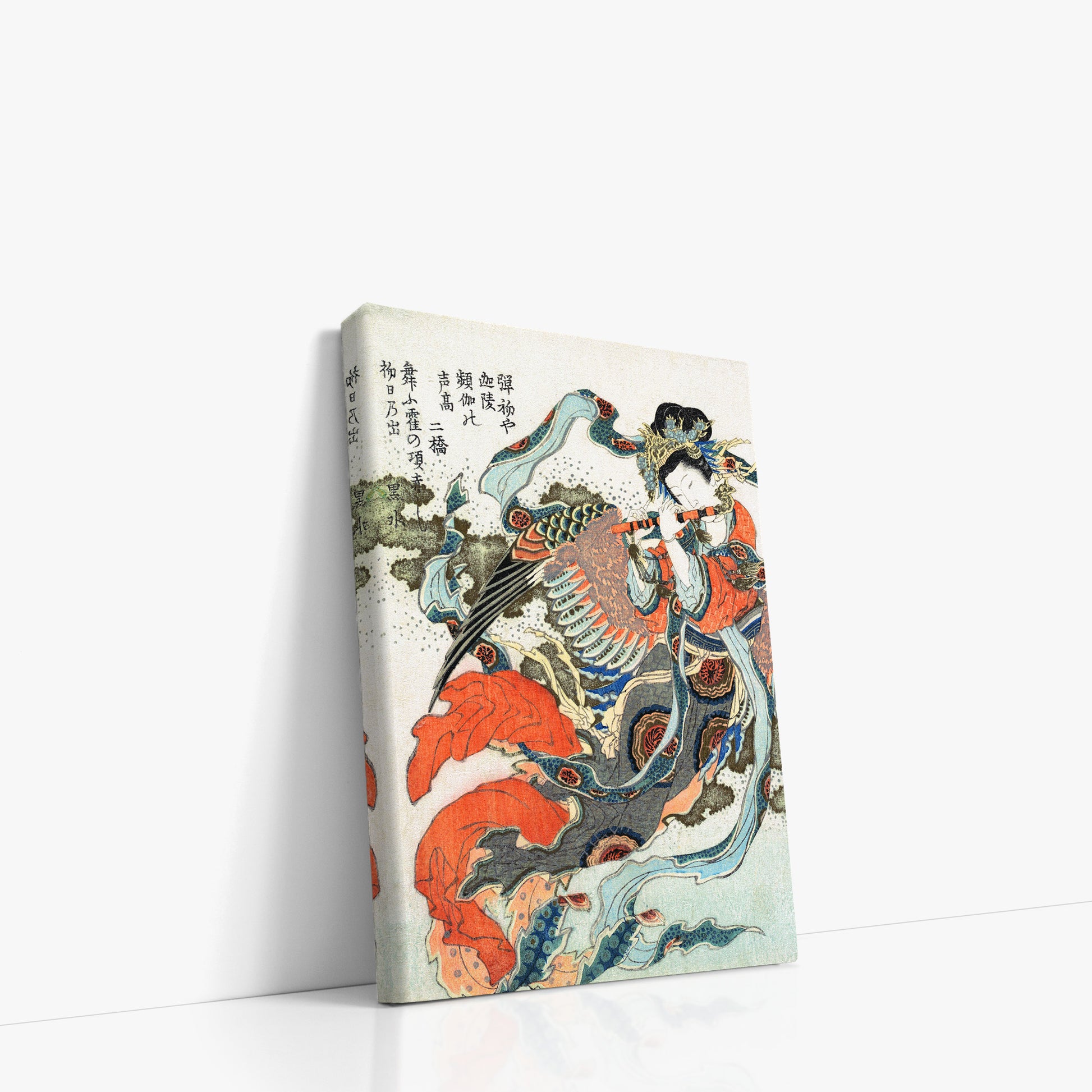 Katsushika Hokusai: Mystical Bird, 21x30cm Satin Canvas Art Reproduction Left Angle