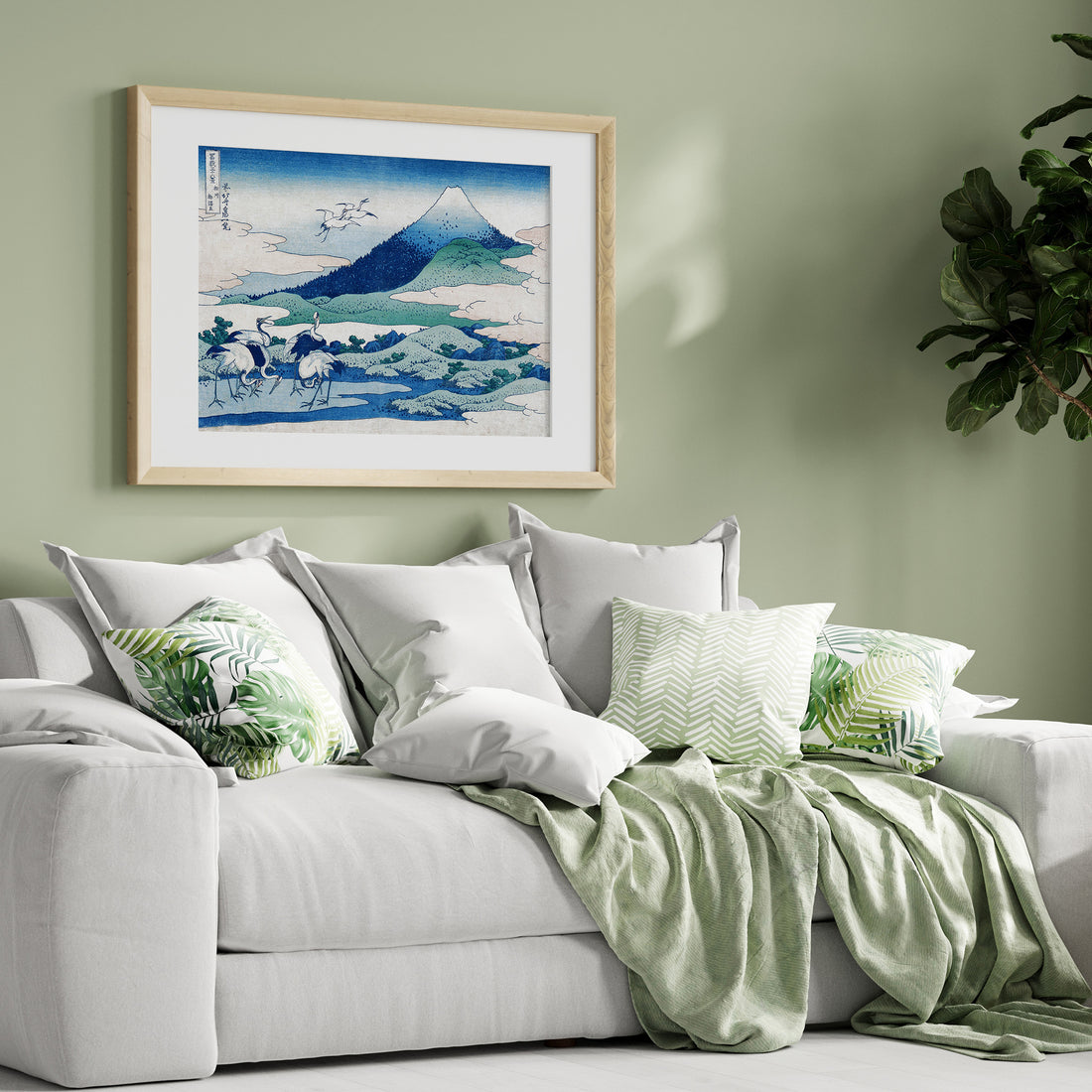 Katsushika Hokusai: Umezawa Manor in Sagami Province, 50x70cm Framed Art Reproduction With Black Frame