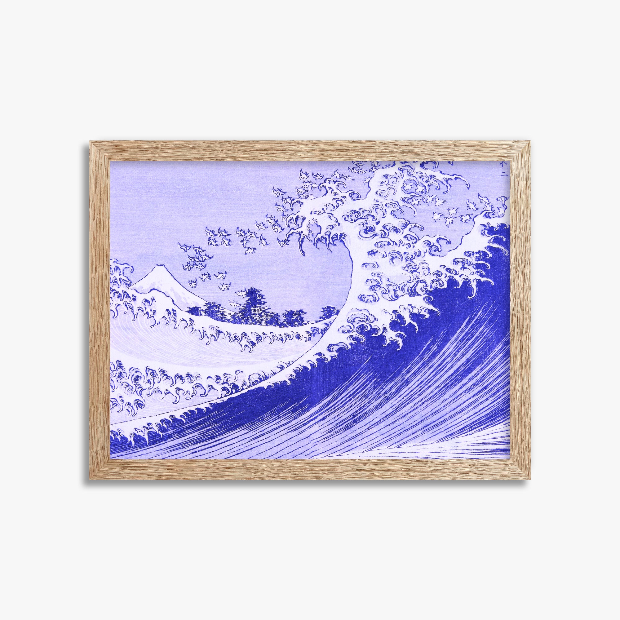 Katsushika Hokusai: The Big wave, 30x40cm Framed Art Reproduction With Raw Oak Frame