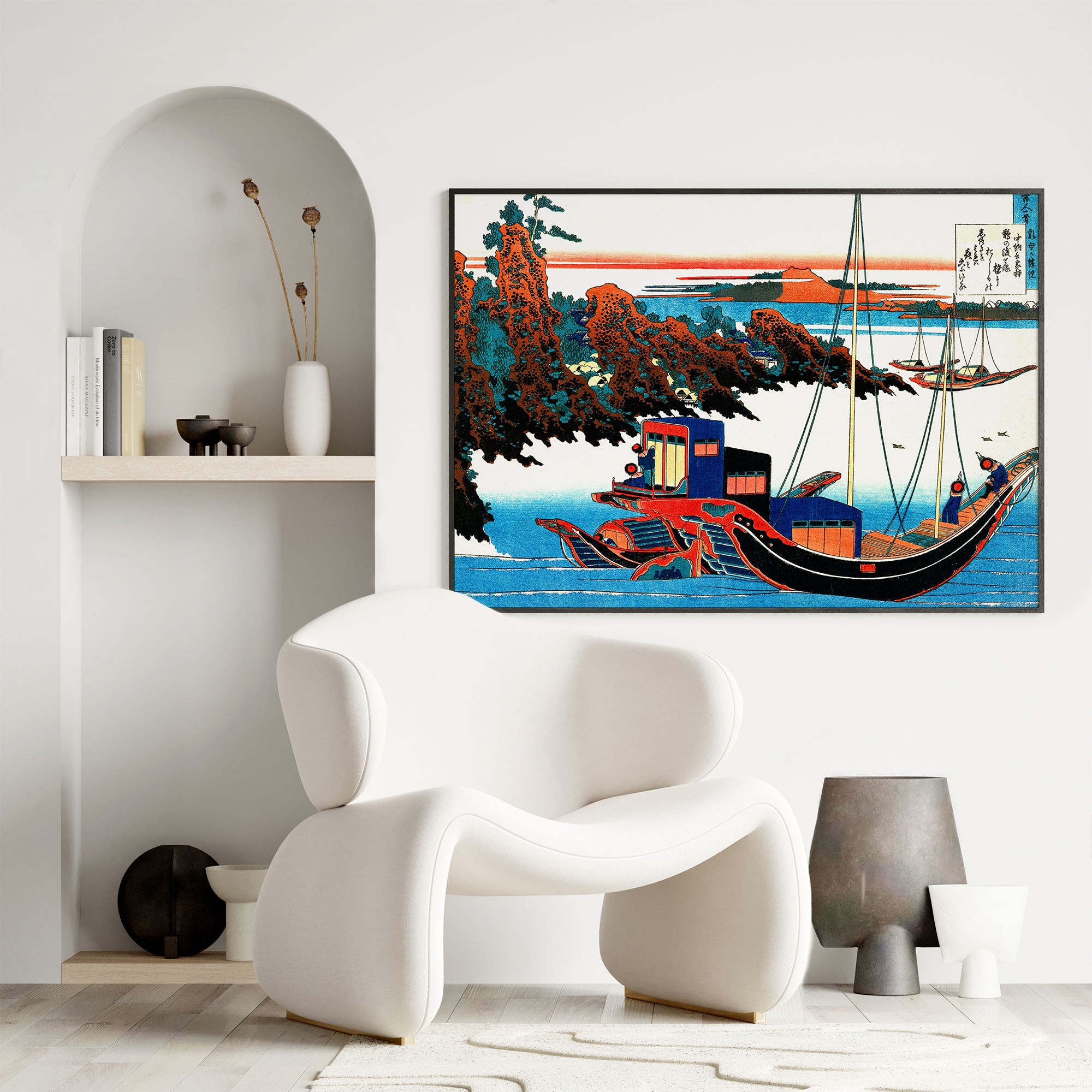 Design Concept No. 26 for Katsushika Hokusai: Poem by Chūnagon Yakamochi Japanese Wall Art