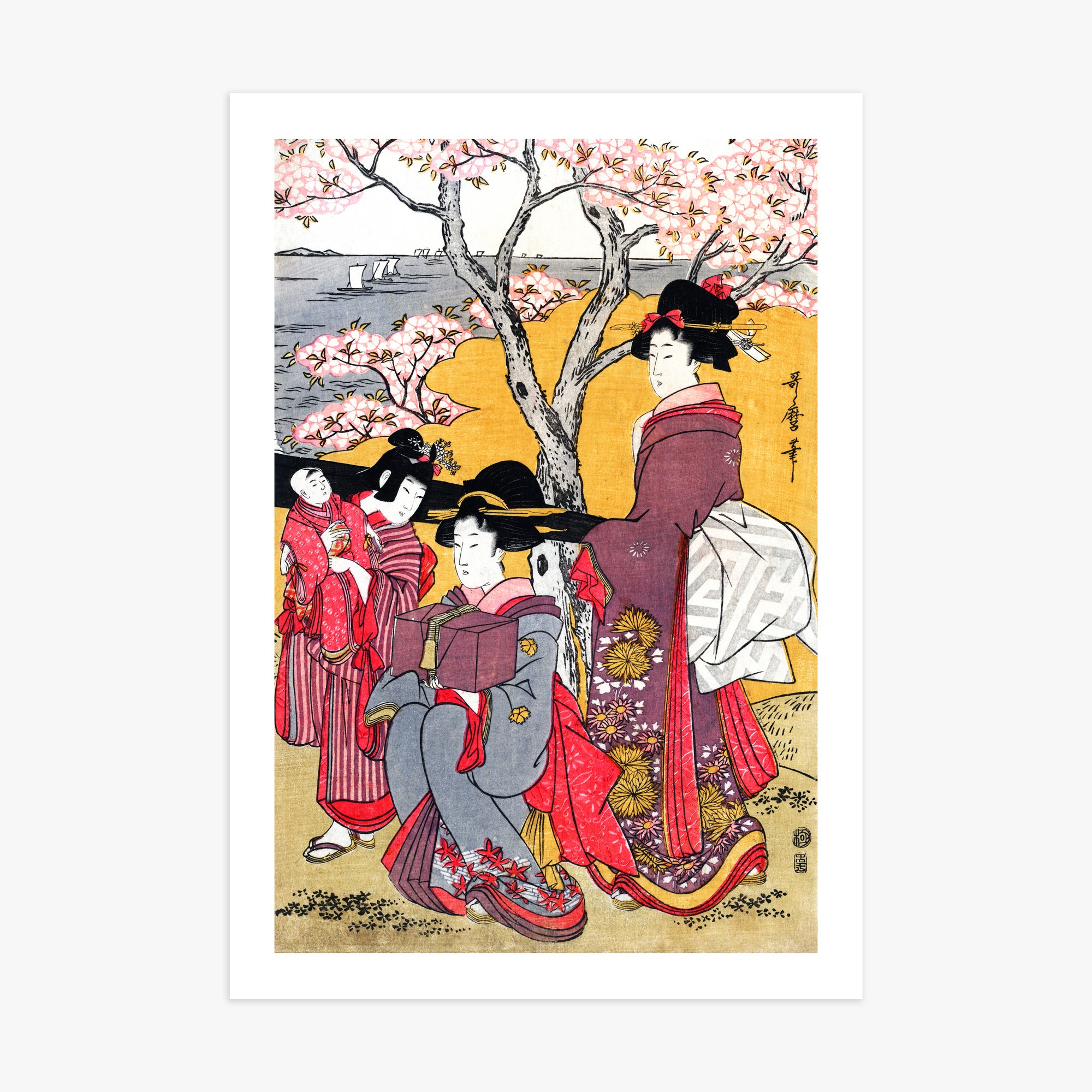 Kitagawa Utamaro: Cherry-viewing at Gotenyama, 70x100cm Printed Poster