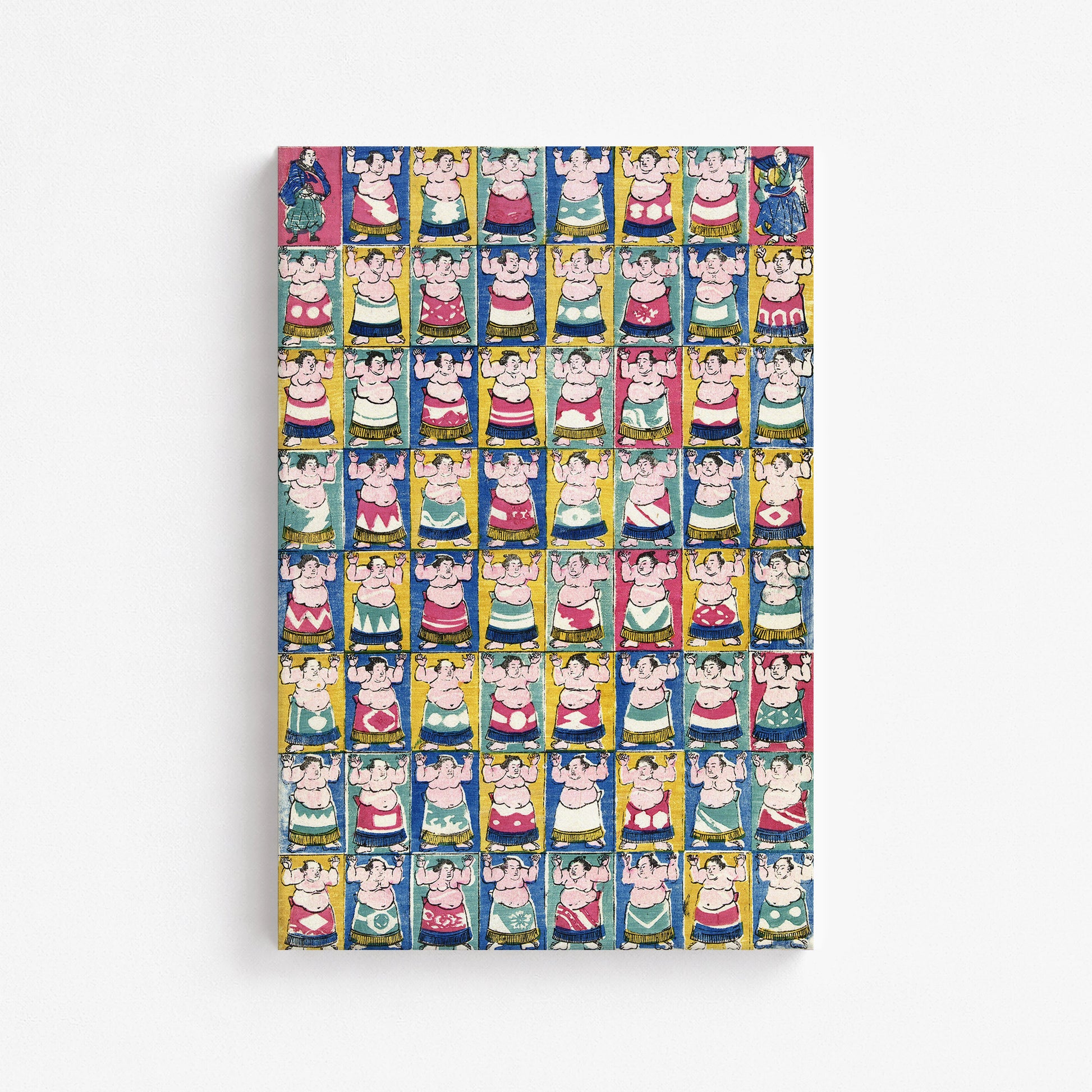 Utagawa Yoshikazu: Sumo Wrestlers, 61x91cm Satin Canvas Art Reproduction