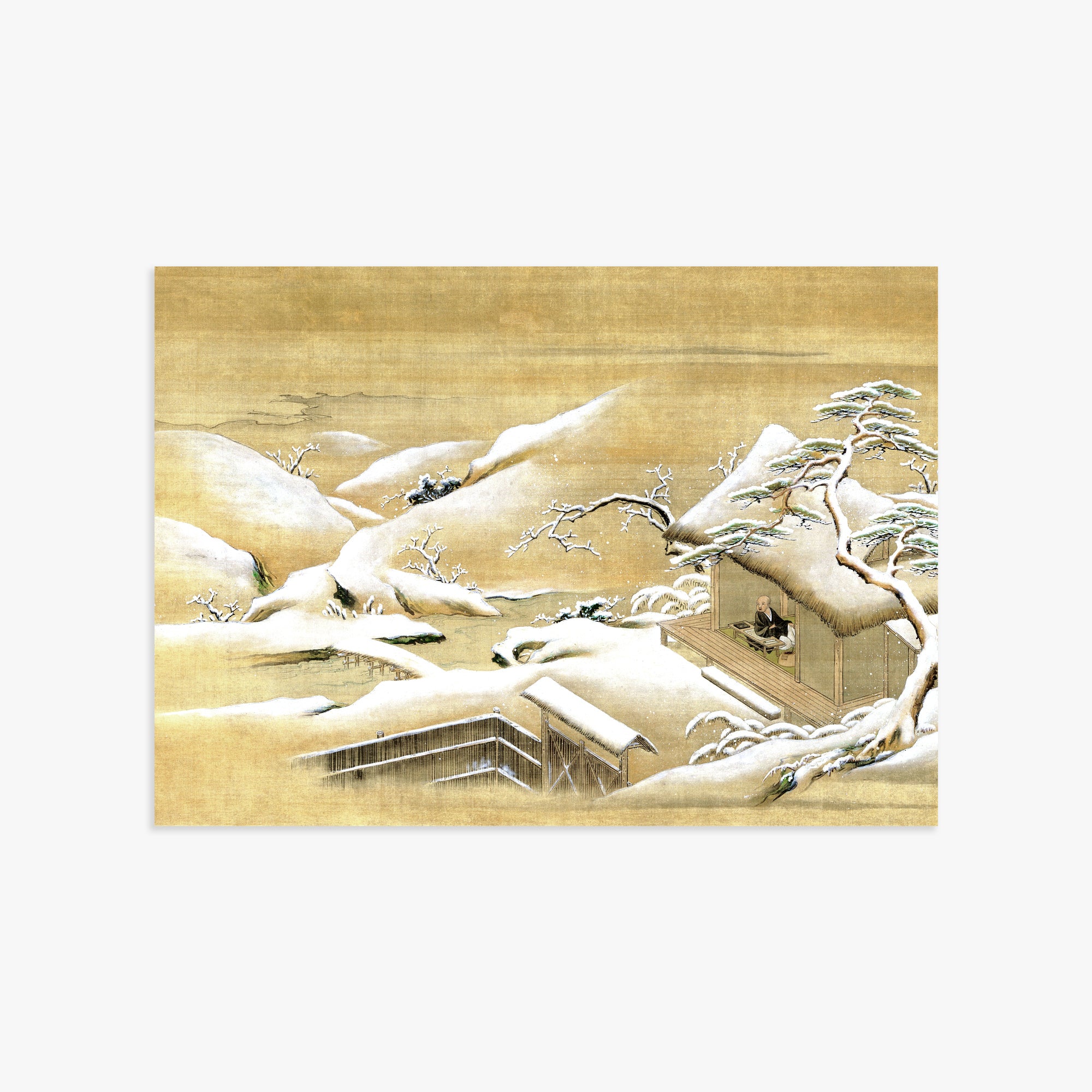 Itaya Keishū: Priest Looking Out into a Snow-covered Landscape, 50x70cm Art Reproduction Unframed