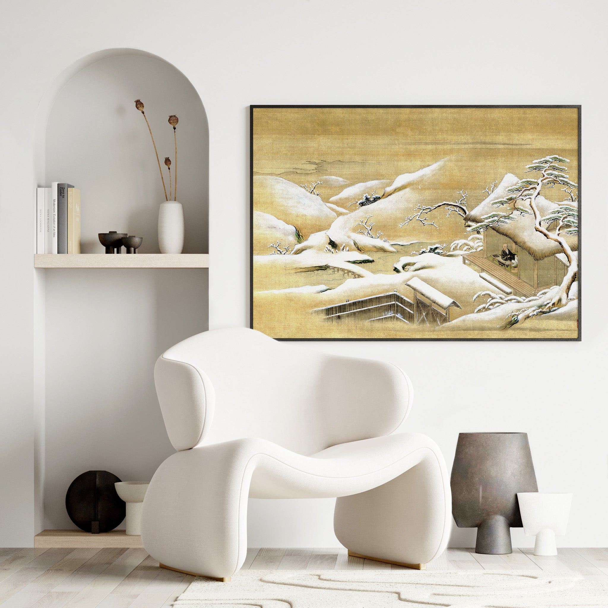 Design Concept No. 25 for Itaya Keishū: Priest Looking Out into a Snow-covered Landscape Japanese Wall Art