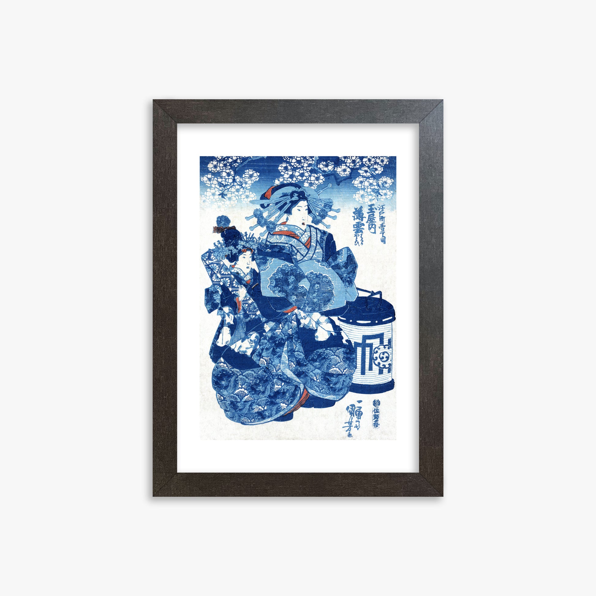 Utagawa Kuniyoshi: Tamaya uchi Usugumo, 21x30cm Framed Art Reproduction With Espresso Frame