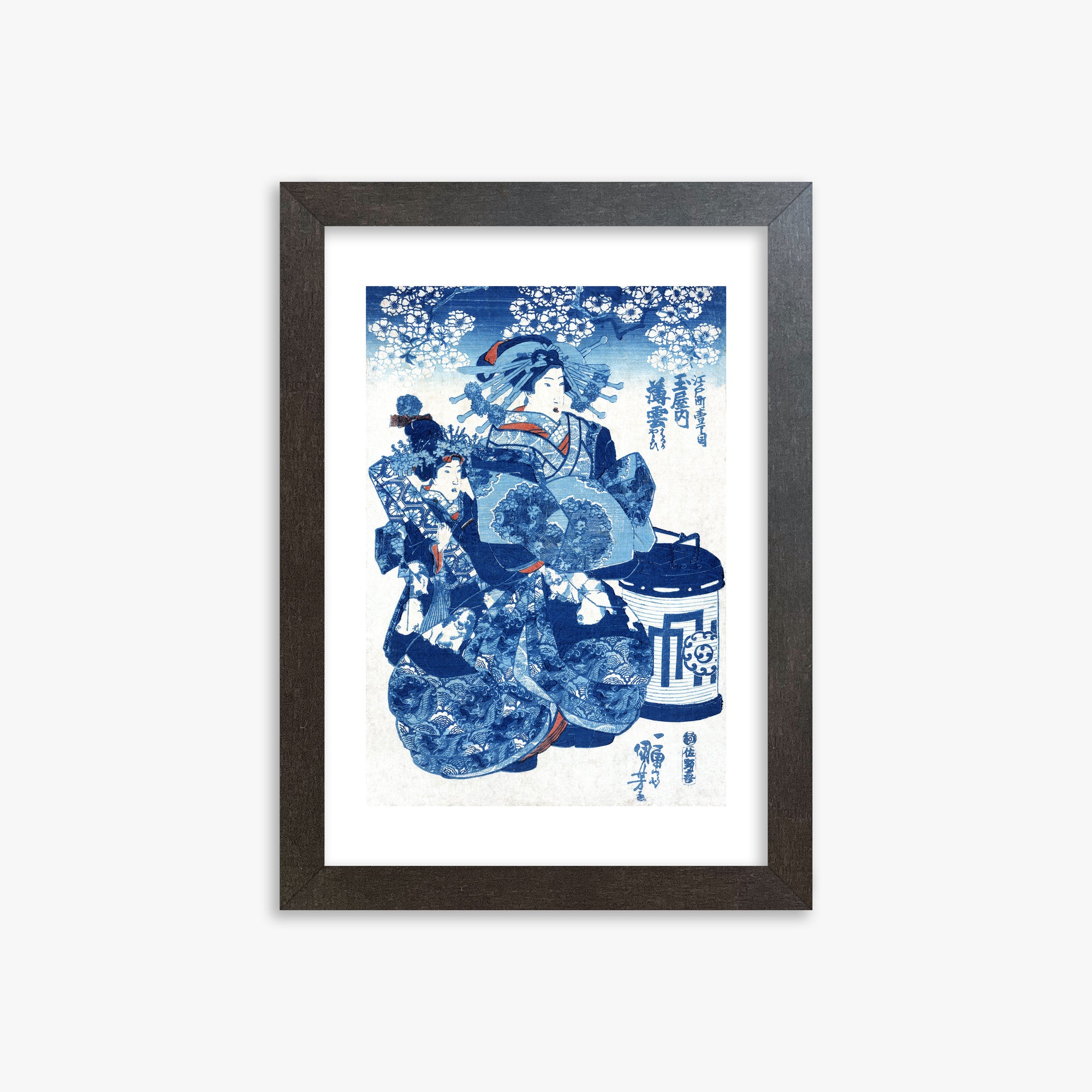 Utagawa Kuniyoshi: Tamaya uchi Usugumo, 21x30cm Framed Art Reproduction With Espresso Frame