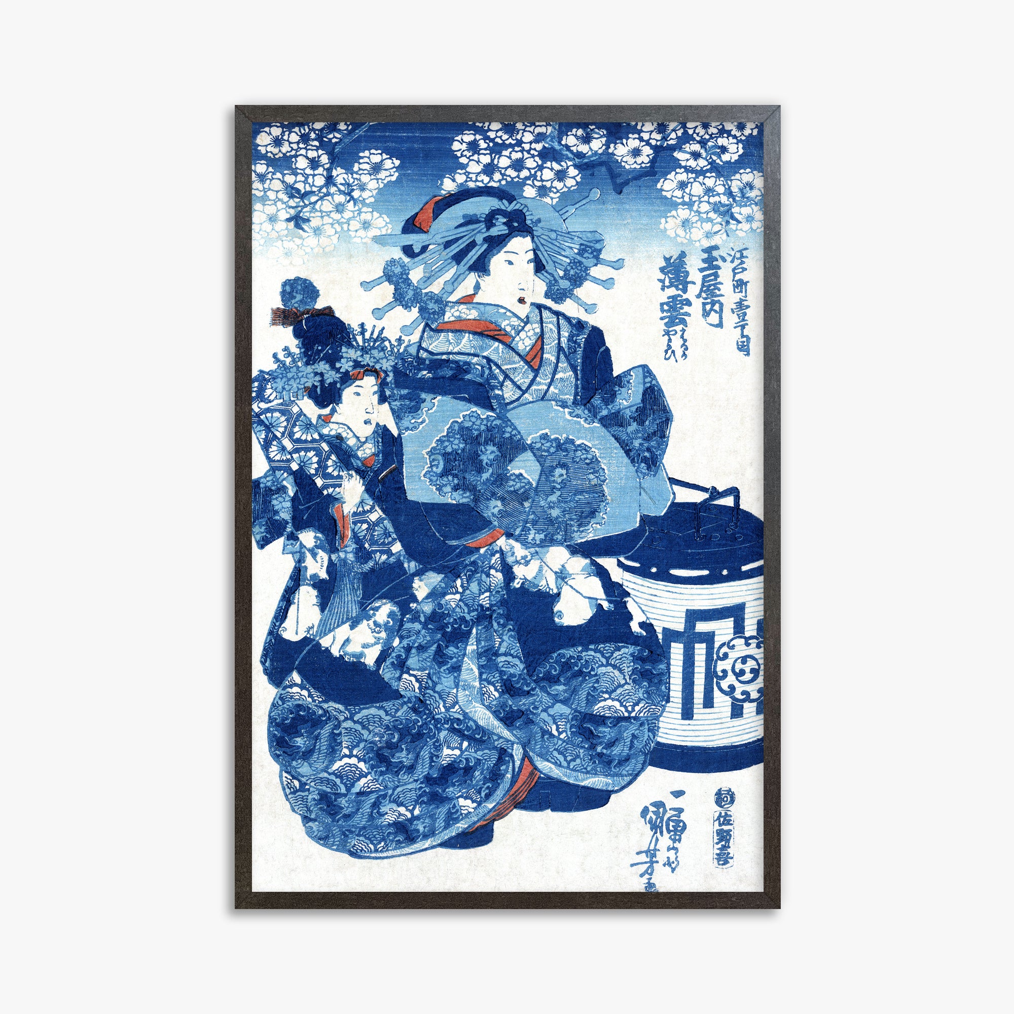 Utagawa Kuniyoshi: Tamaya uchi Usugumo, 61x91cm Framed Art Reproduction With Espresso Frame