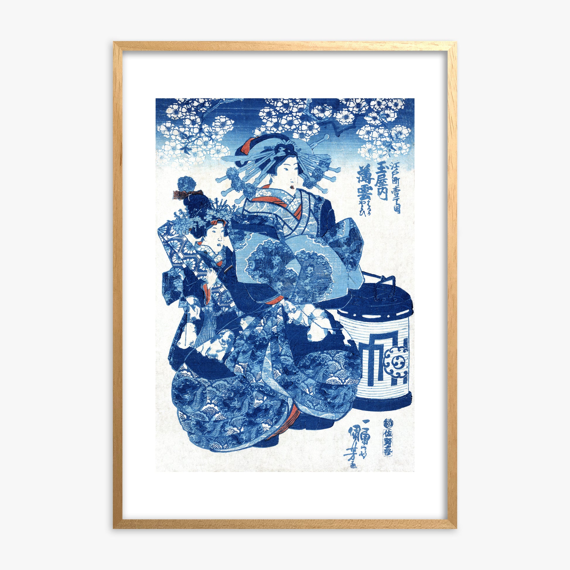 Utagawa Kuniyoshi: Tamaya uchi Usugumo, Oak Framed Art Reproduction With Oak Frame