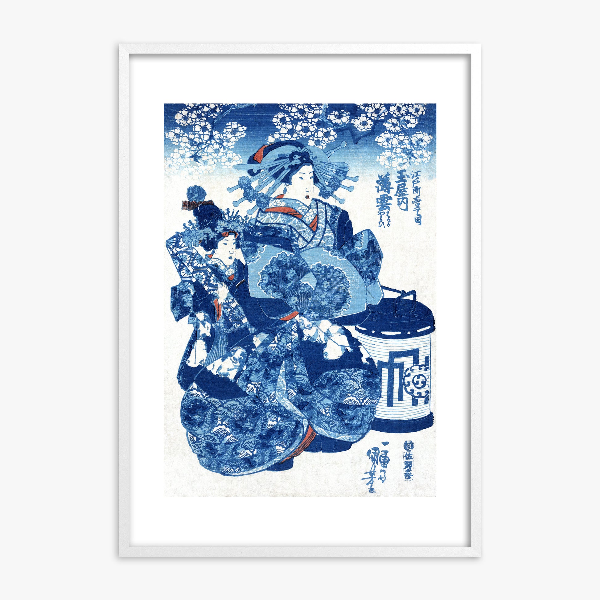 Utagawa Kuniyoshi: Tamaya uchi Usugumo, White Framed Art Reproduction With White Frame