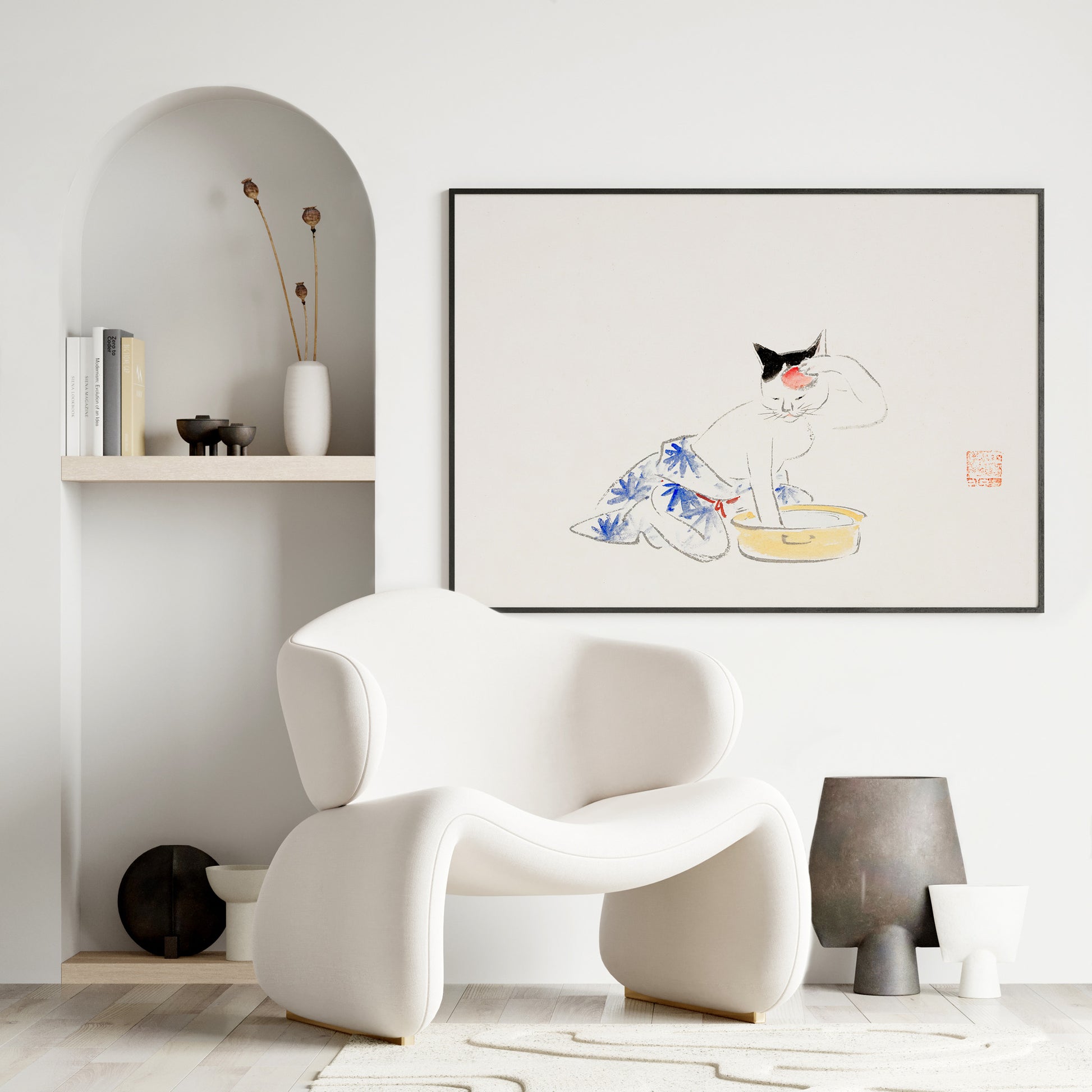 Design Concept No. 25 for Utagawa Hiroshige: Cat (from the Album of Ichiryusai Hiroshige`s Sketches) Japanese Wall Art