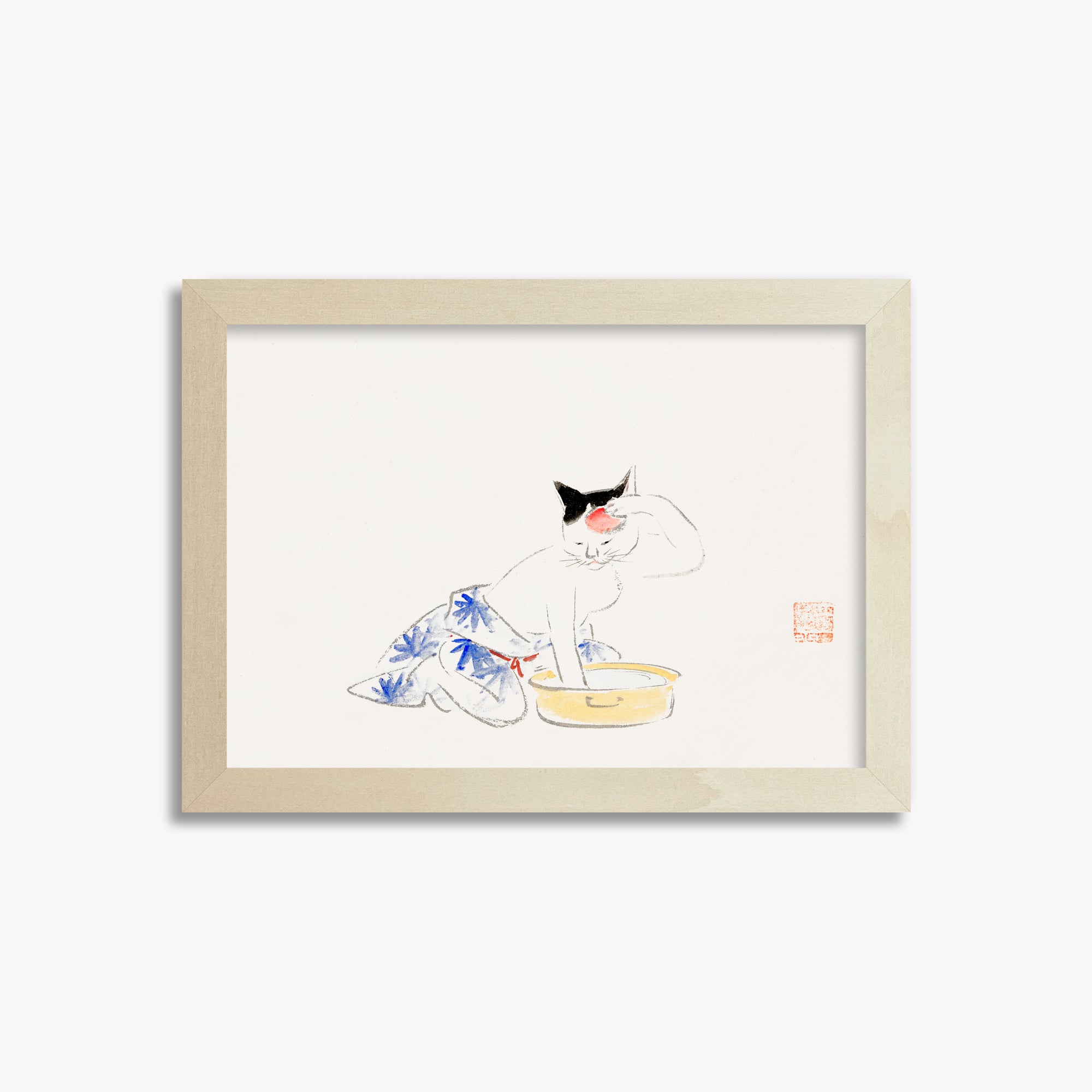 Utagawa Hiroshige: Cat (from the Album of Ichiryusai Hiroshige`s Sketches), 21x30cm Framed Art Reproduction With Lime Wood Frame