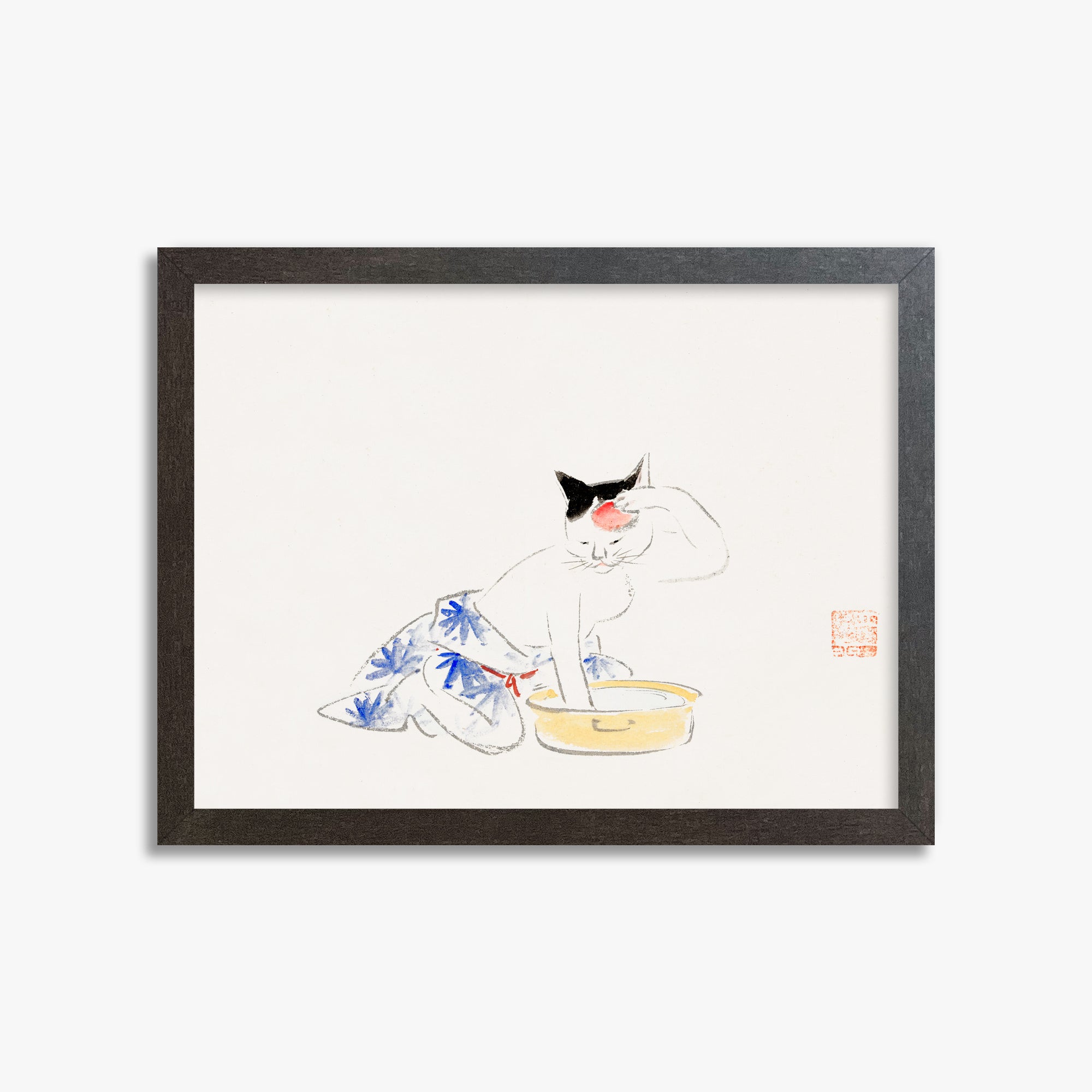 Utagawa Hiroshige: Cat (from the Album of Ichiryusai Hiroshige`s Sketches), 30x40cm Framed Art Reproduction With Espresso Frame