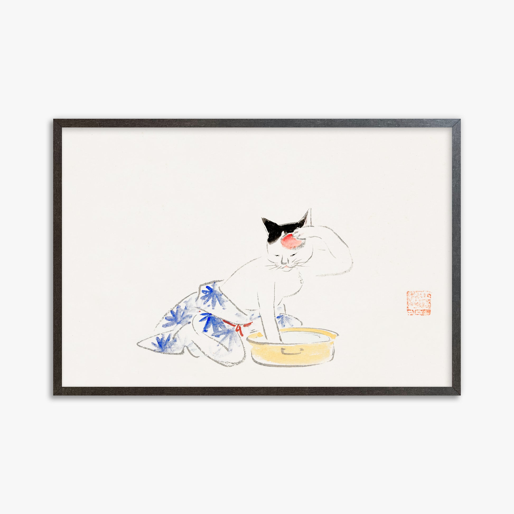 Utagawa Hiroshige: Cat (from the Album of Ichiryusai Hiroshige`s Sketches), 61x91cm Framed Art Reproduction With Espresso Frame