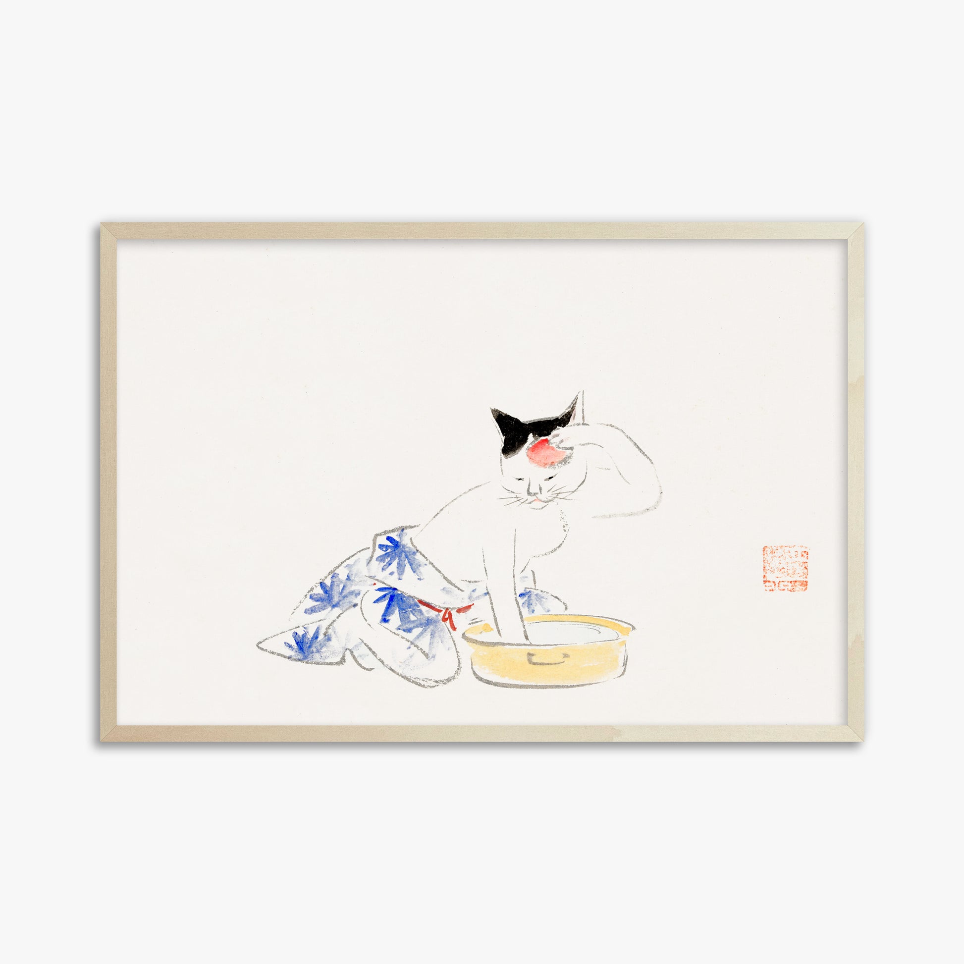 Utagawa Hiroshige: Cat (from the Album of Ichiryusai Hiroshige`s Sketches), 61x91cm Framed Art Reproduction With Lime Wood Frame